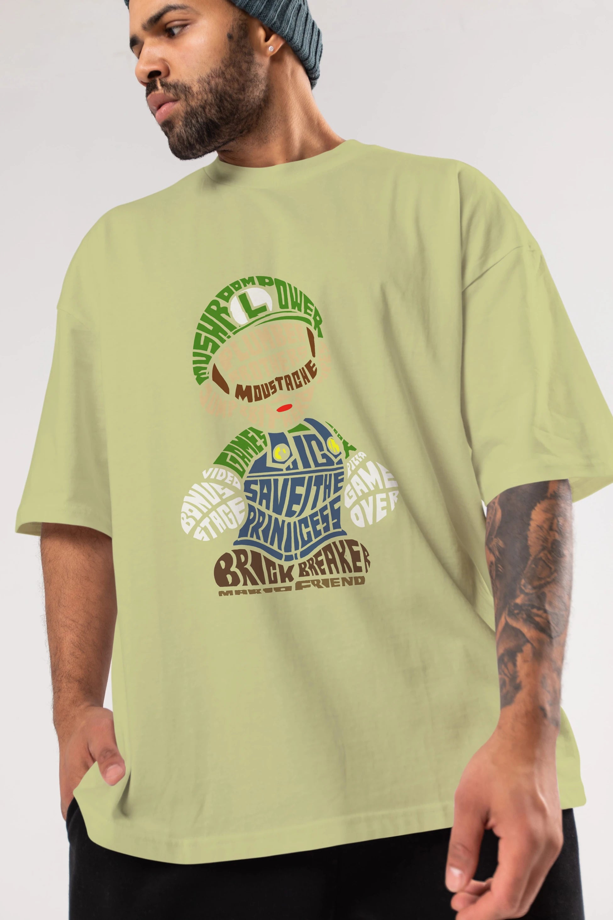 Plumber Brothers Ön Baskılı Oversize t-shirt %100 pamuk Erkek Kadın Unisex