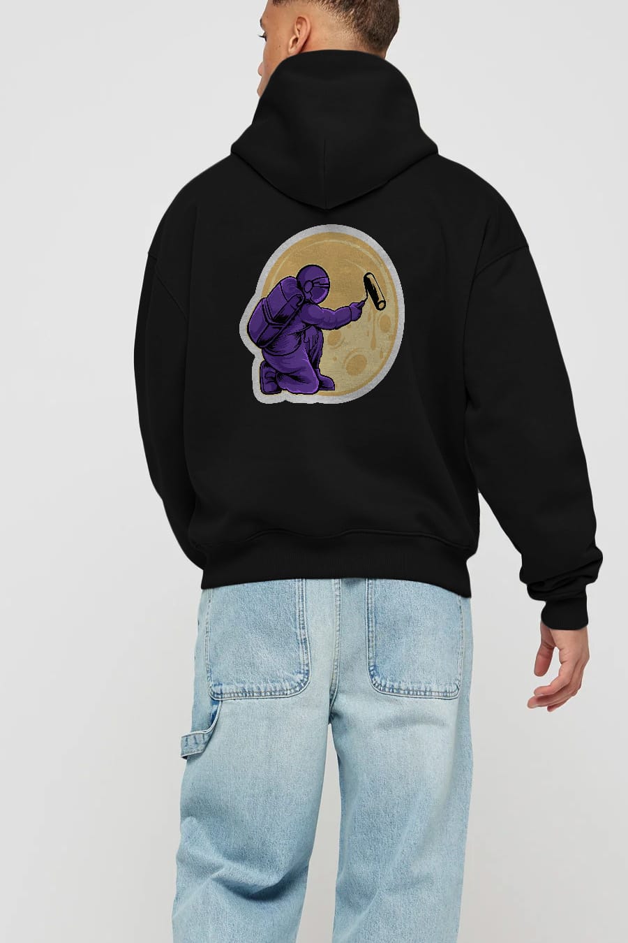 Astropaint Sticker Arka Baskılı Hoodie Oversize Kapüşonlu Sweatshirt Erkek Kadın Unisex