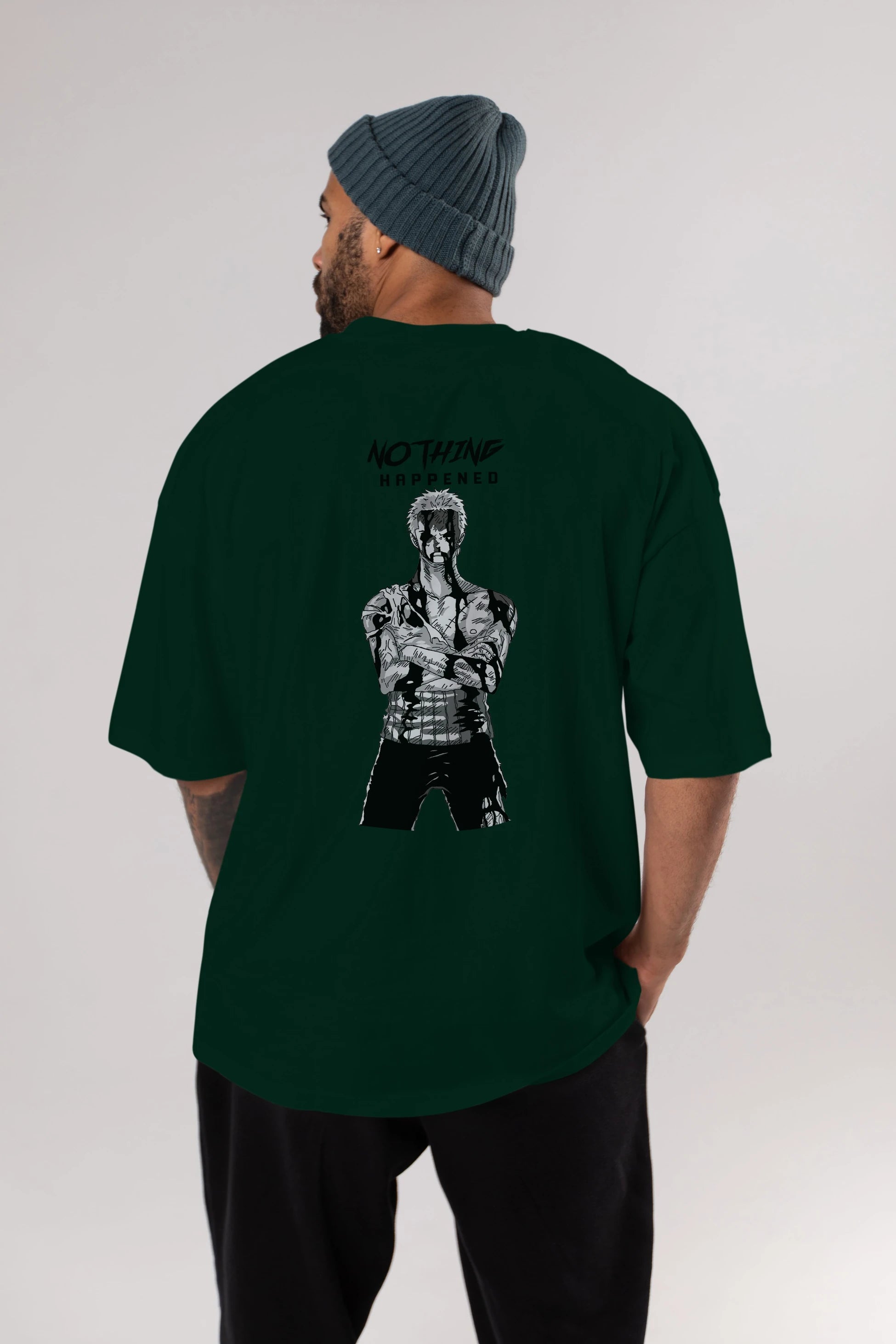 Roronoa Zoro 3 Anime Arka Baskılı Oversize t-shirt Erkek Kadın Unisex %100 pamuk tişort