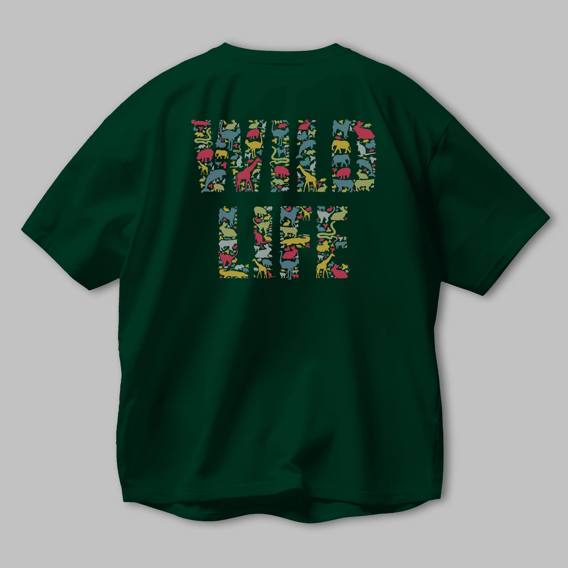 Wild Life Arka Baskılı Oversize t-shirt %100 pamuk Erkek Kadın Unisex