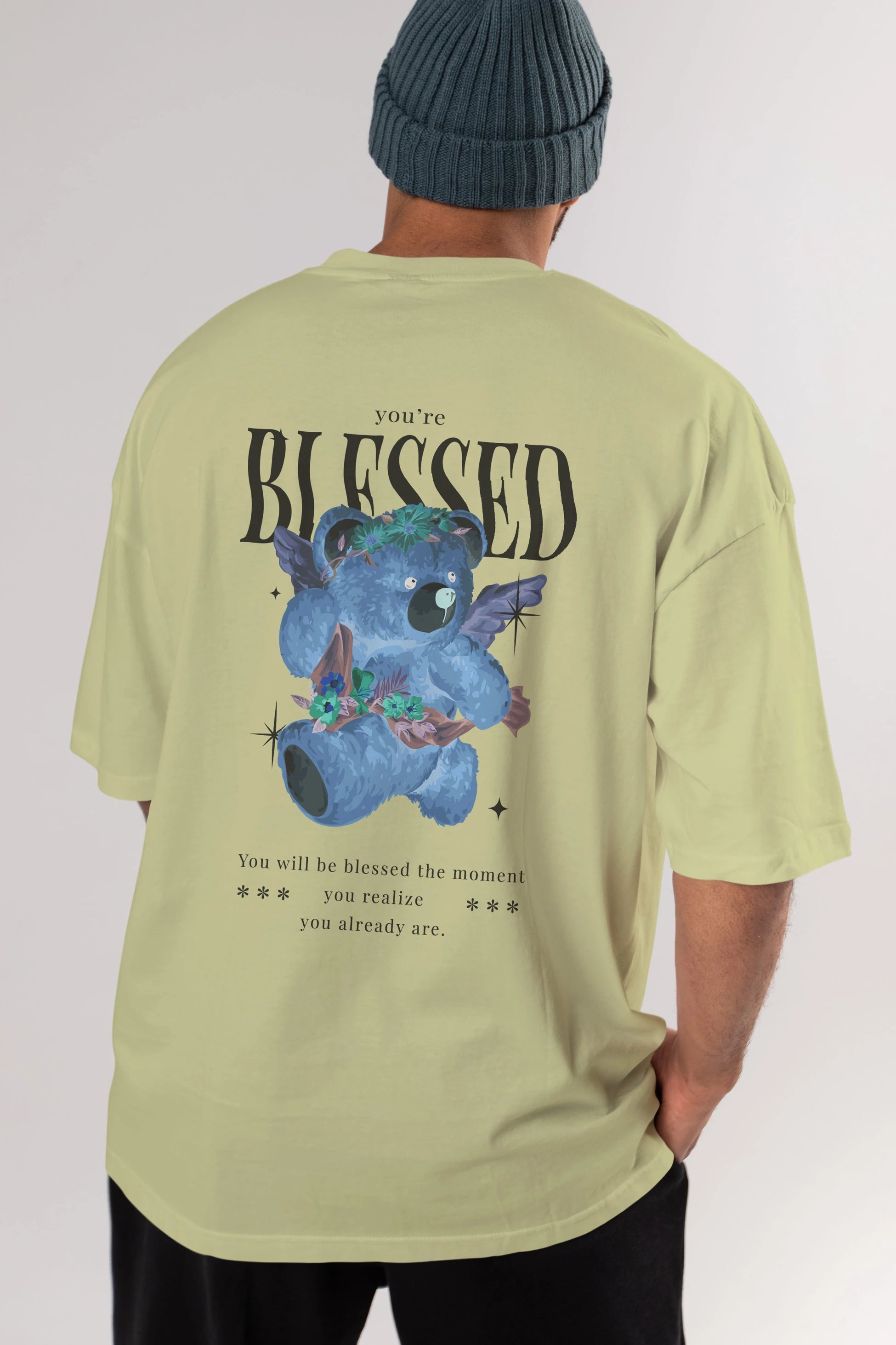 You are Blessed Bear Arka Baskılı Oversize t-shirt Erkek Kadın Unisex