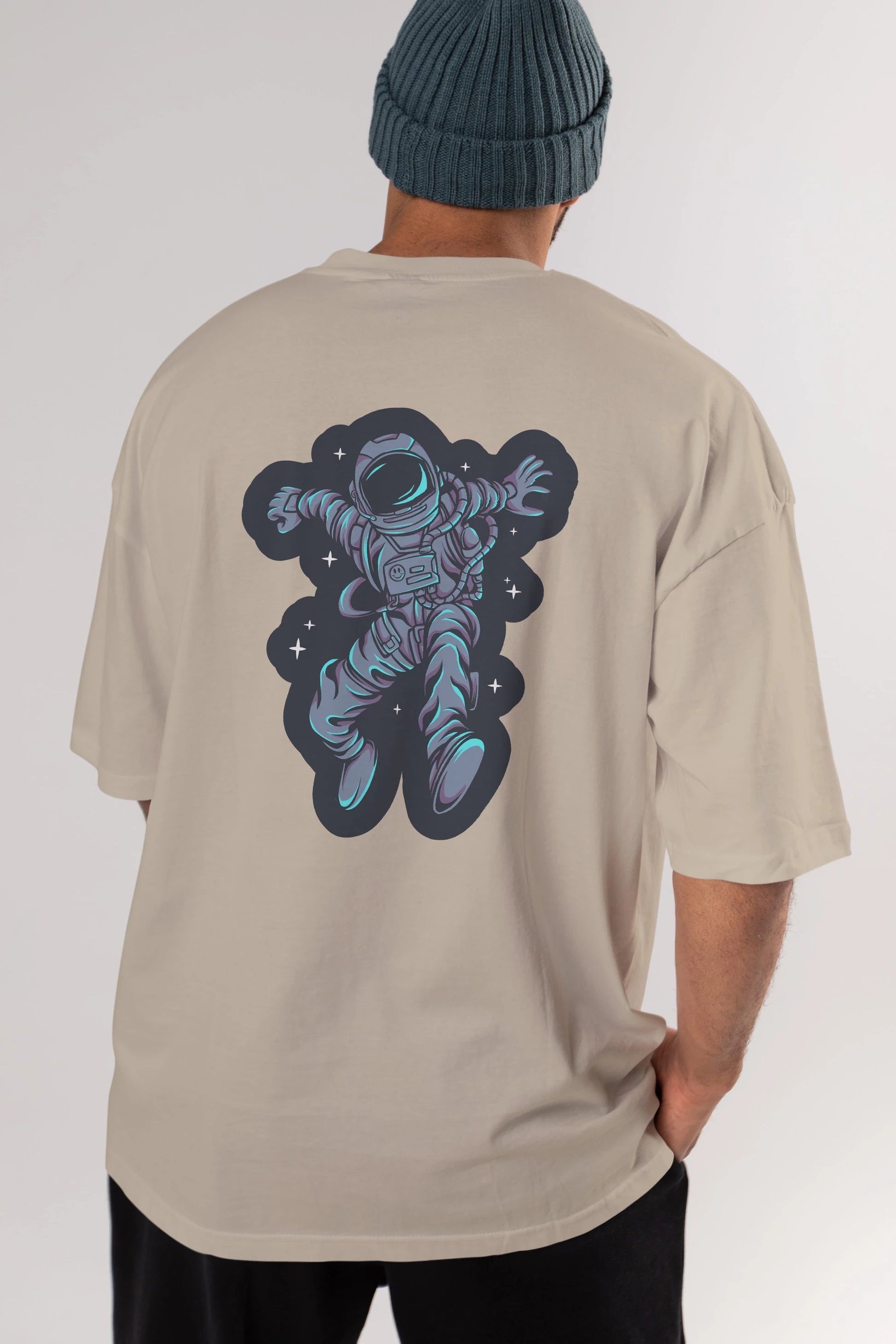 Astrostars sticker Arka Baskılı Oversize t-shirt Erkek Kadın Unisex