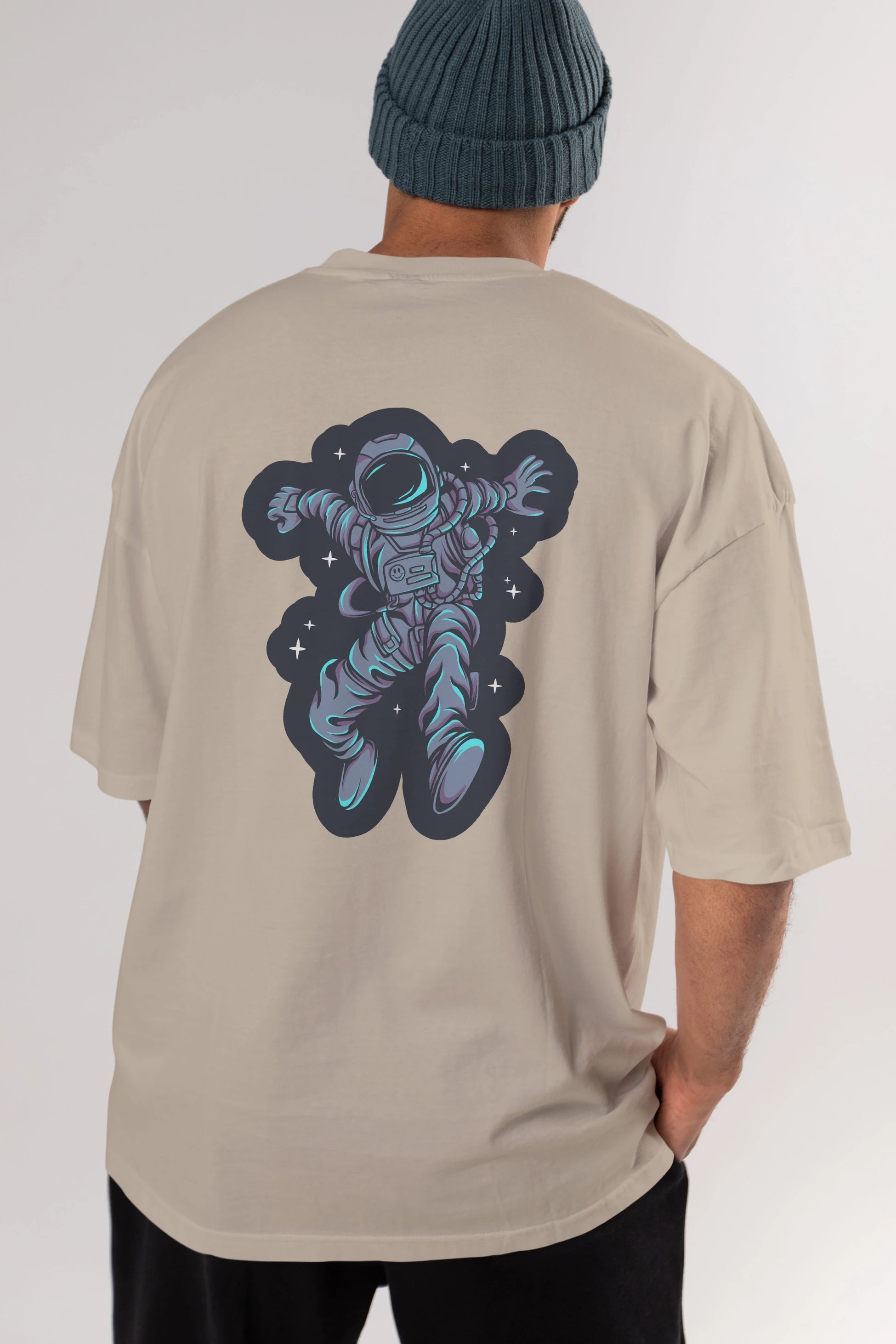 Astrostars sticker Arka Baskılı Oversize t-shirt Erkek Kadın Unisex