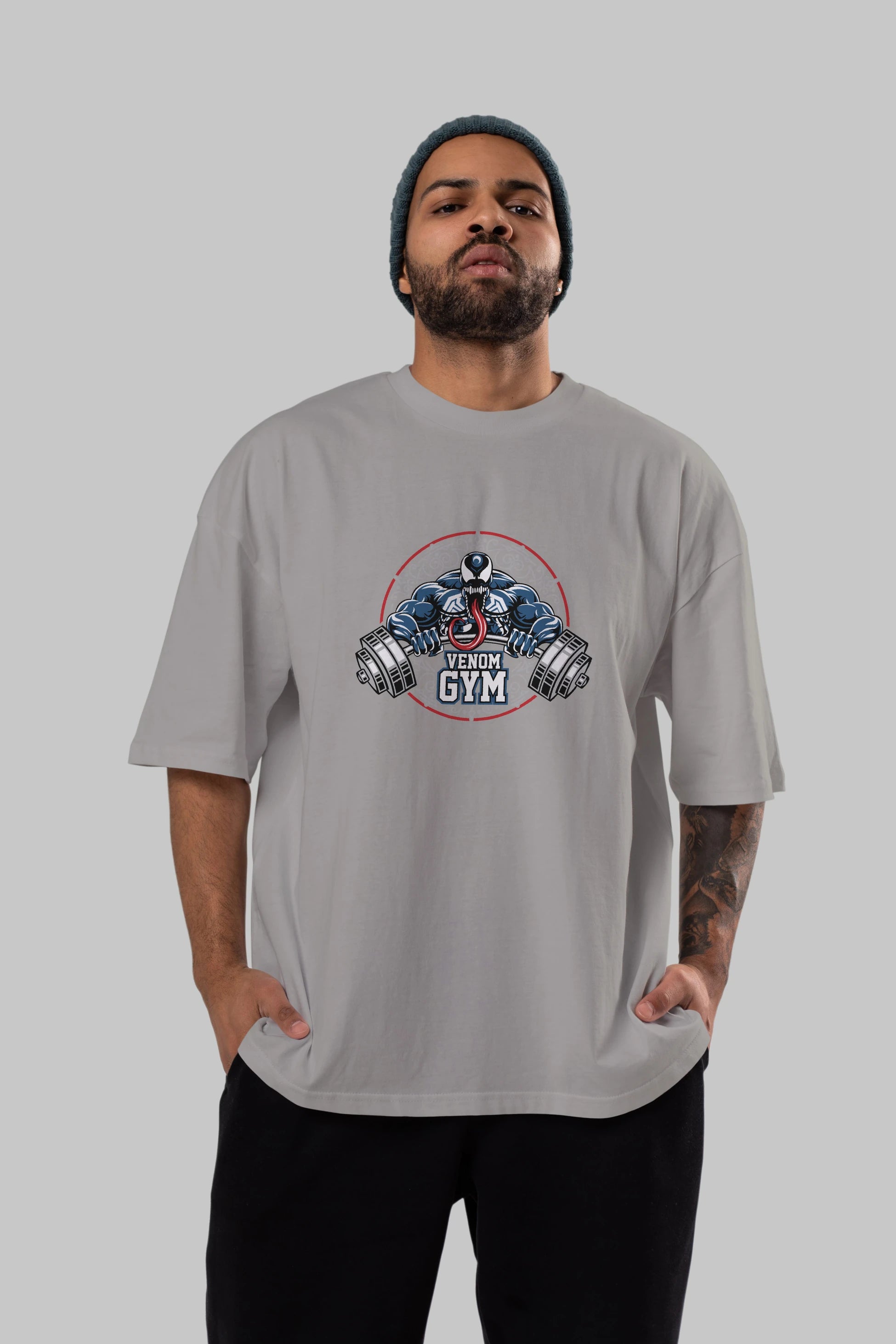 Venom GYM Ön Baskılı Oversize t-shirt Erkek Kadın Unisex %100 Pamuk Bisiklet Yaka tişort