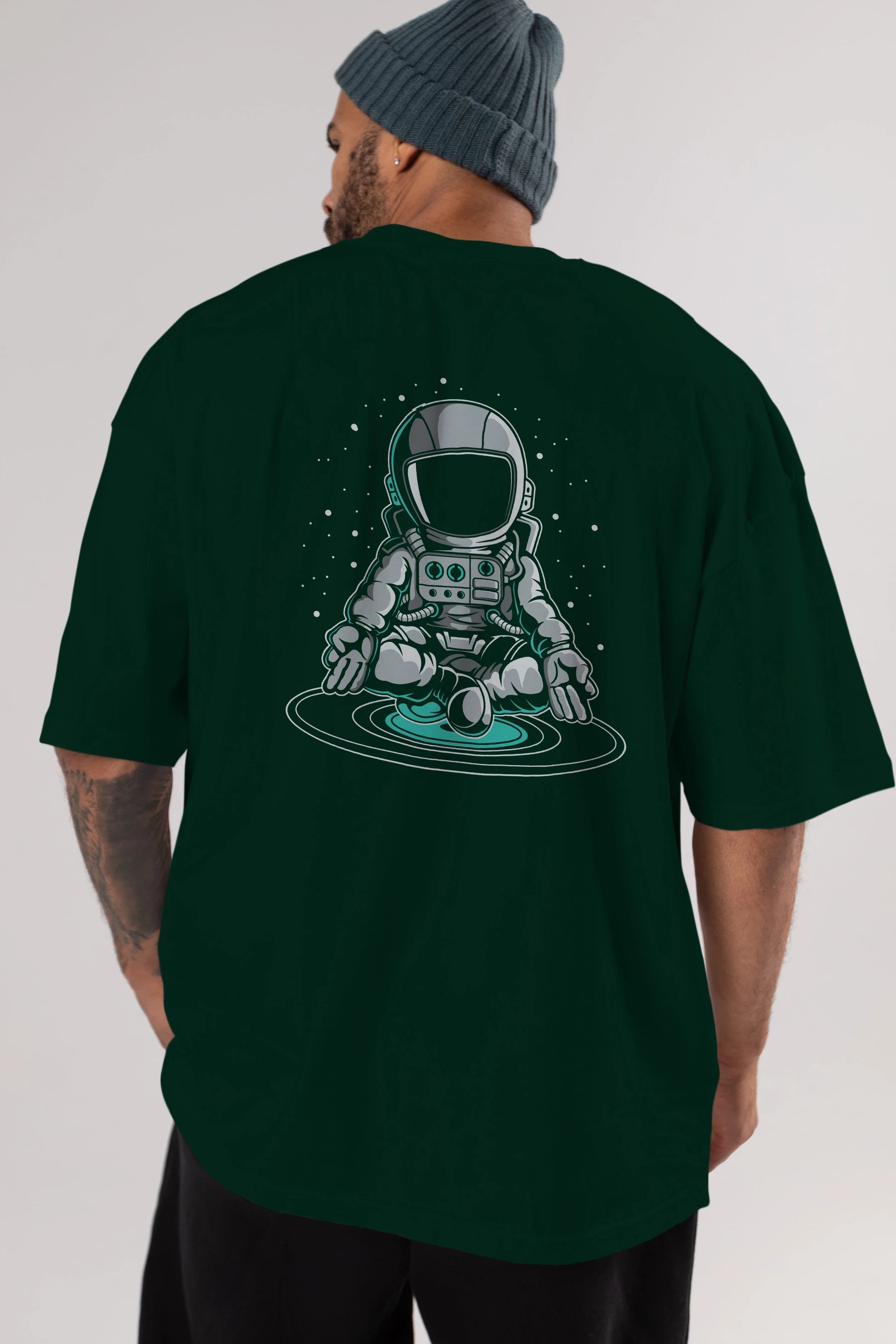 Astronaut Meditation Arka Baskılı Oversize t-shirt Erkek Kadın Unisex