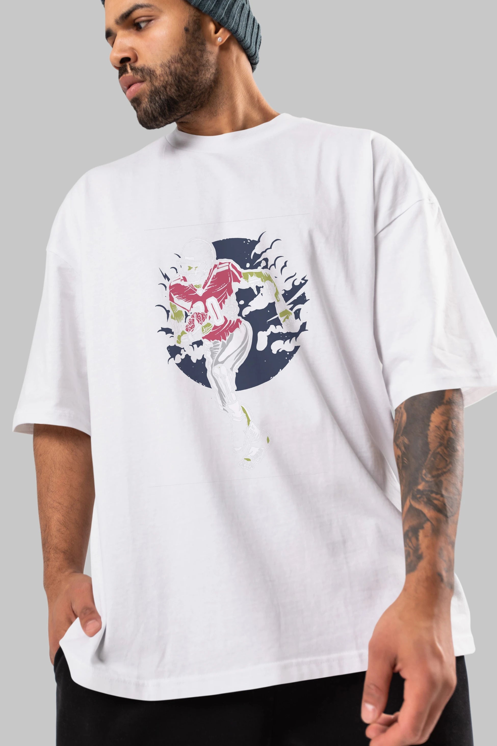 Zombie Football Ön Baskılı Oversize t-shirt Erkek Kadın Unisex %100 Pamuk tişort