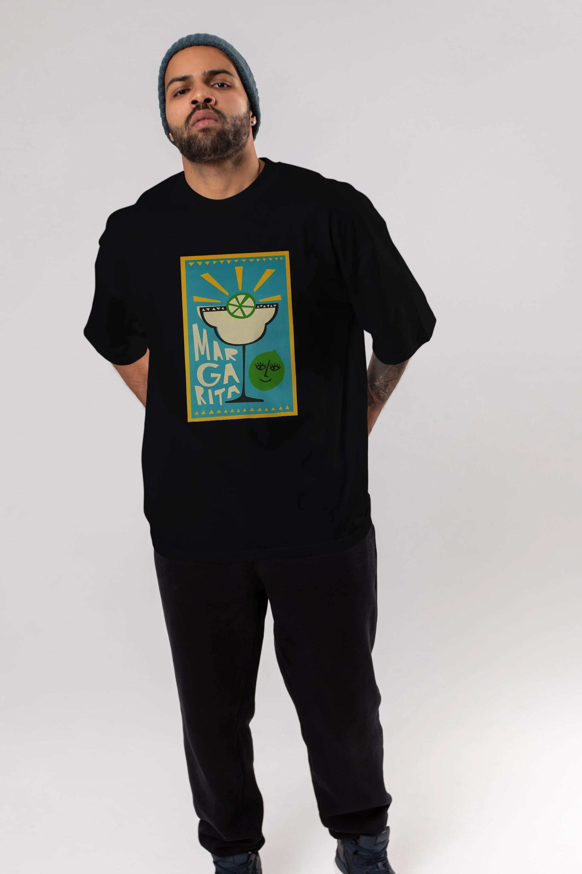 Margarita 4 Ön Baskılı Oversize t-shirt Erkek Kadın Unisex %100 Pamuk Bisiklet Yaka tişort