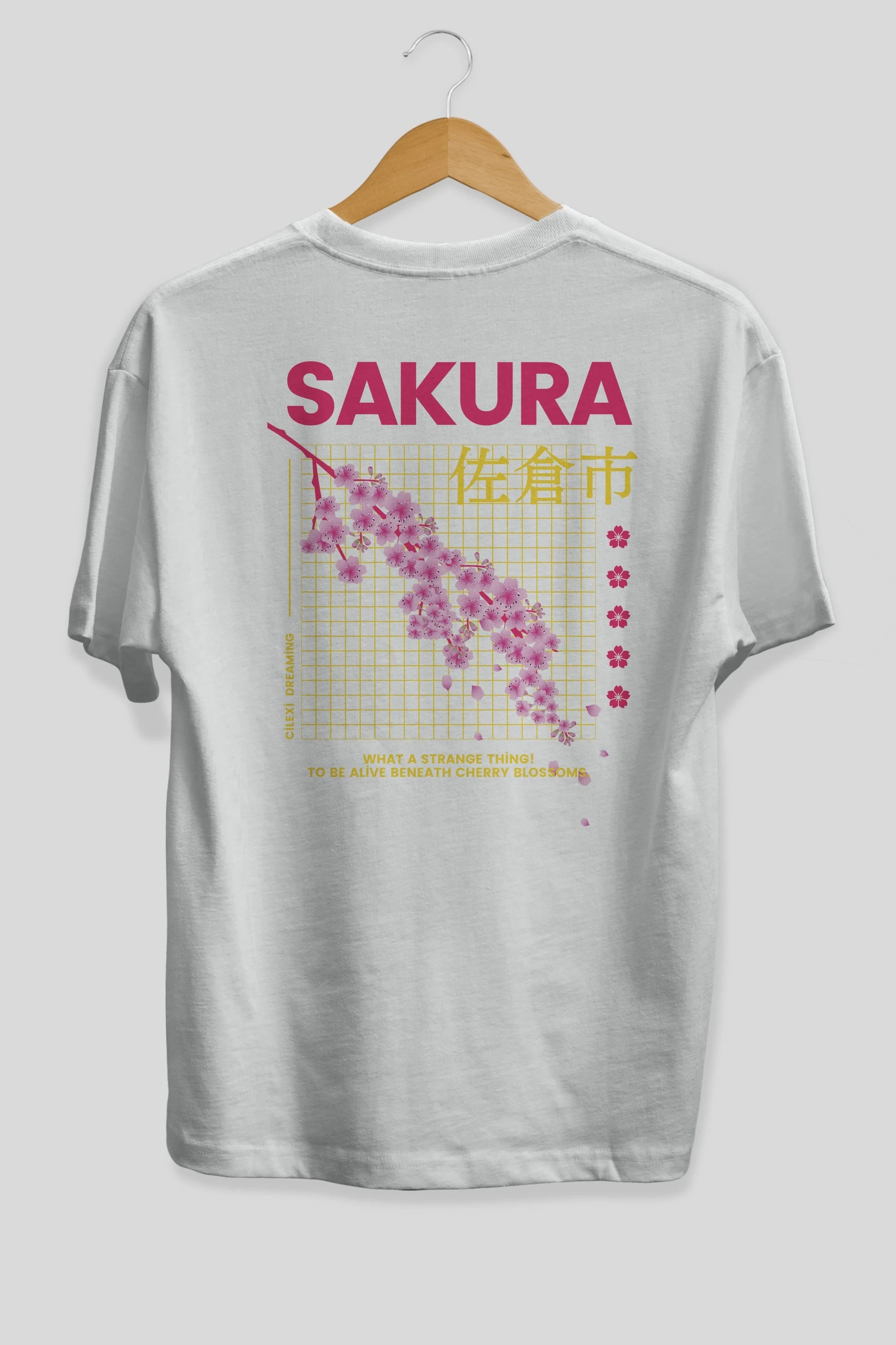 Sakura Streetwear Arka Baskılı Oversize t-shirt Erkek Kadın Unisex