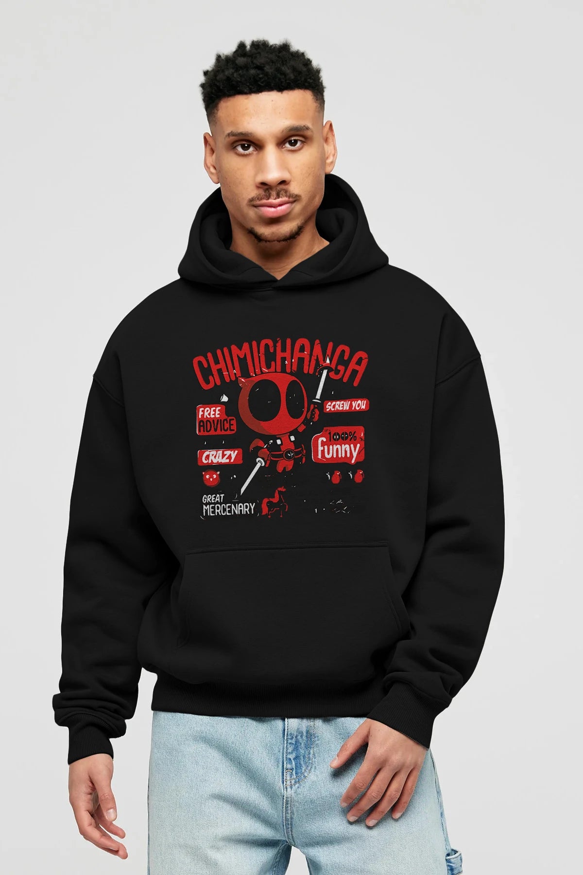Deadpool (9) Ön Baskılı Hoodie Oversize Kapüşonlu Sweatshirt Erkek Kadın Unisex