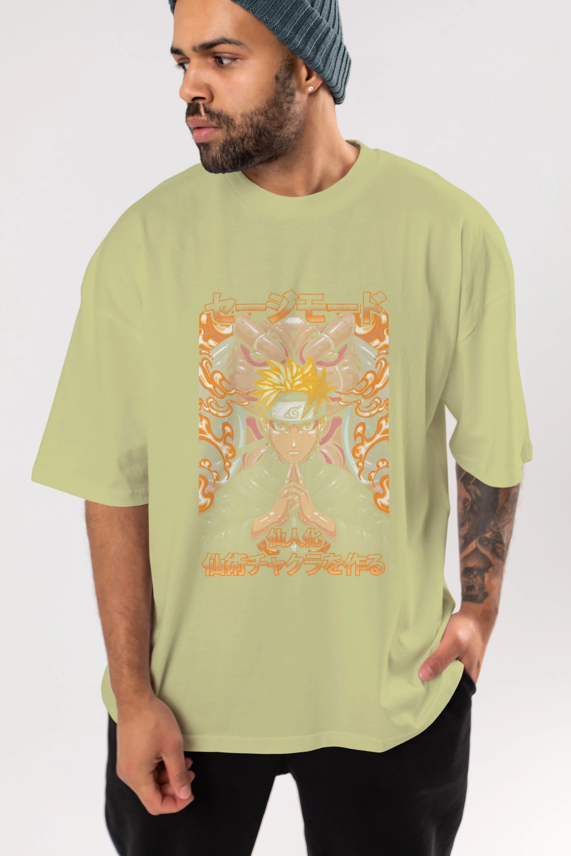 NARUTO (10) Anime Ön Baskılı Oversize t-shirt %100 pamuk Erkek Kadın Unisex