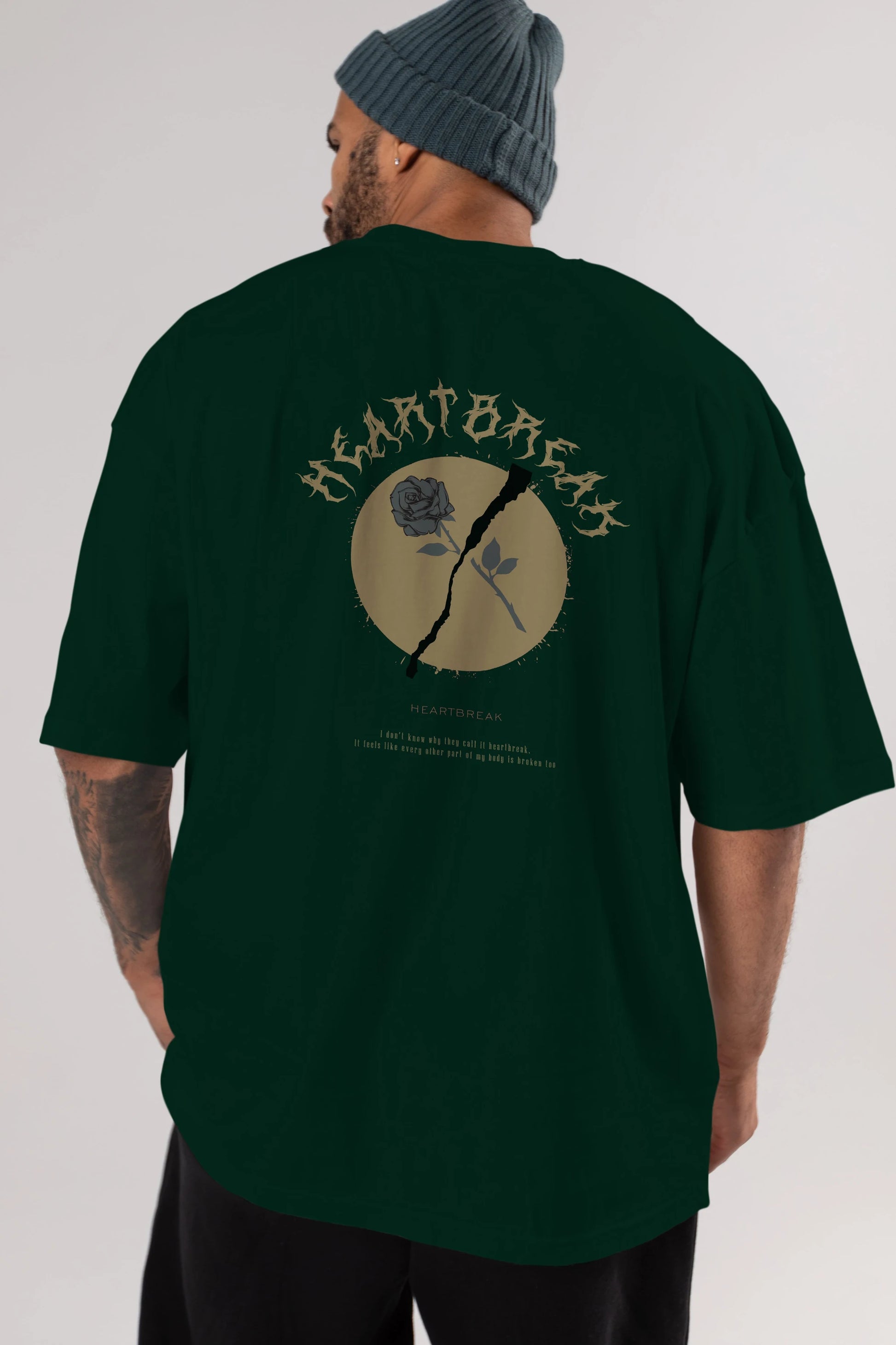 Heartbreak Arka Baskılı Oversize t-shirt Erkek Kadın Unisex