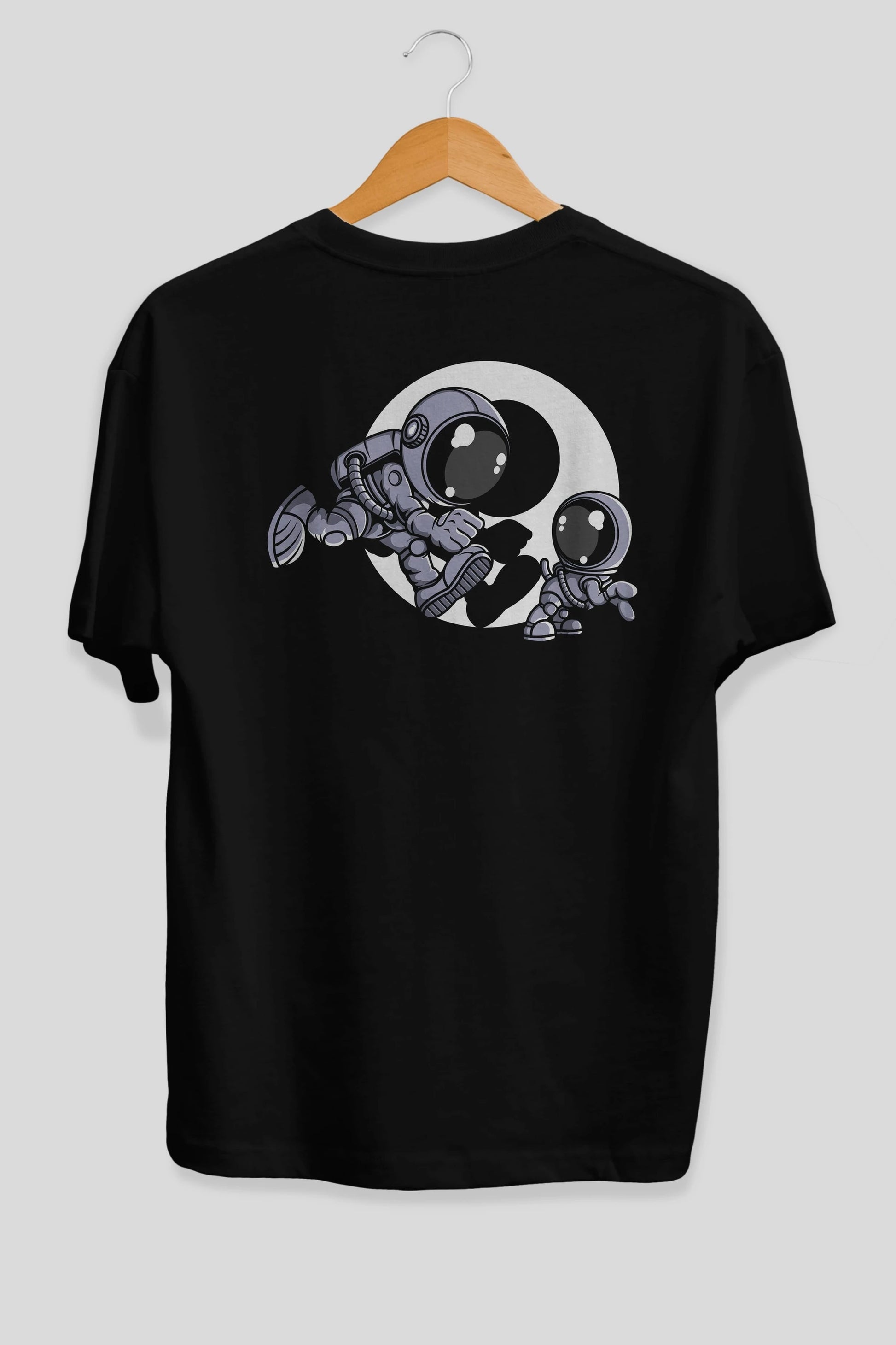 Astronaut And Little Dog Arka Baskılı Oversize t-shirt Erkek Kadın Unisex