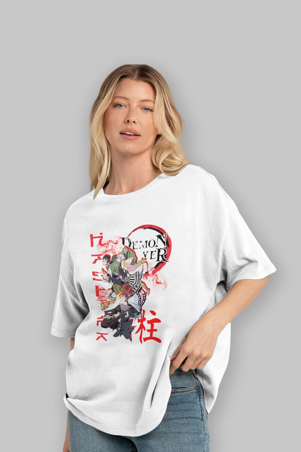 DEMON SLAYER SLAYERS Anime Ön Baskılı Oversize t-shirt %100 pamuk Erkek Kadın Unisex