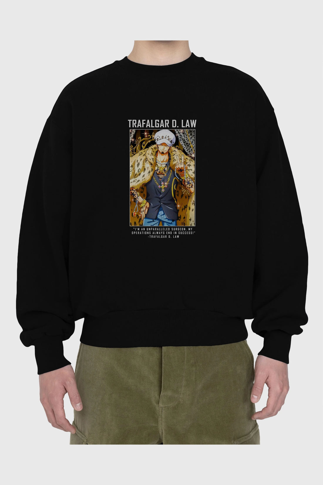Trafalgar D. Water Law 2 Ön Baskılı Anime Oversize Sweatshirt Erkek Kadın Unisex