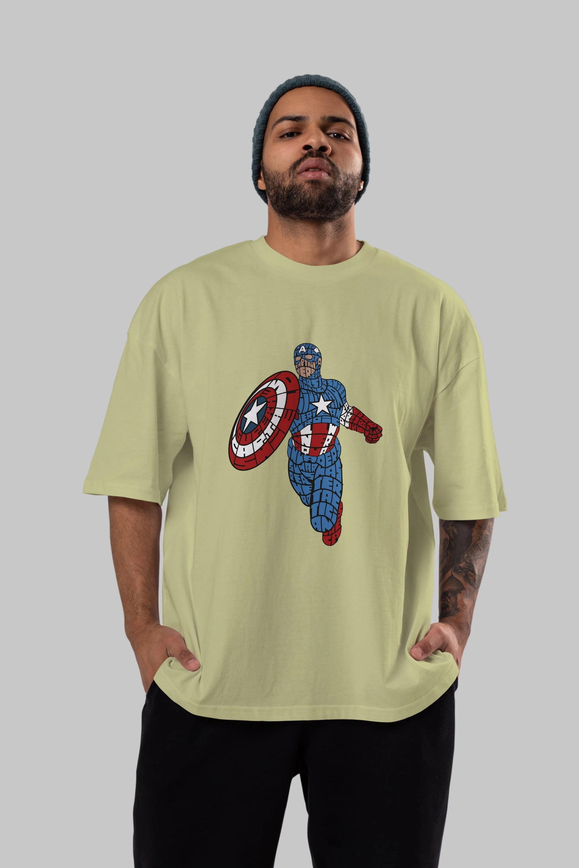 Star and Stripes Hero Ön Baskılı Oversize t-shirt %100 pamuk Erkek Kadın Unisex