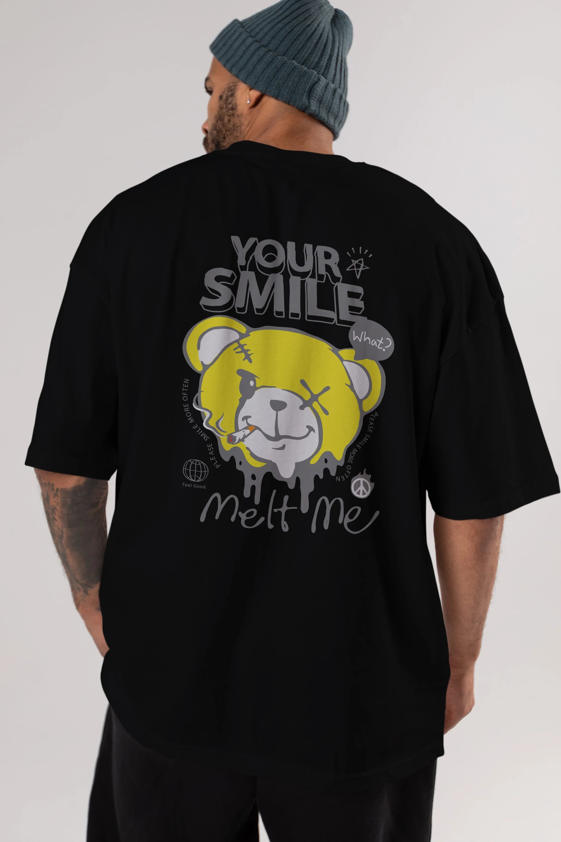 Your Smile Bear Arka Baskılı Oversize t-shirt Erkek Kadın Unisex