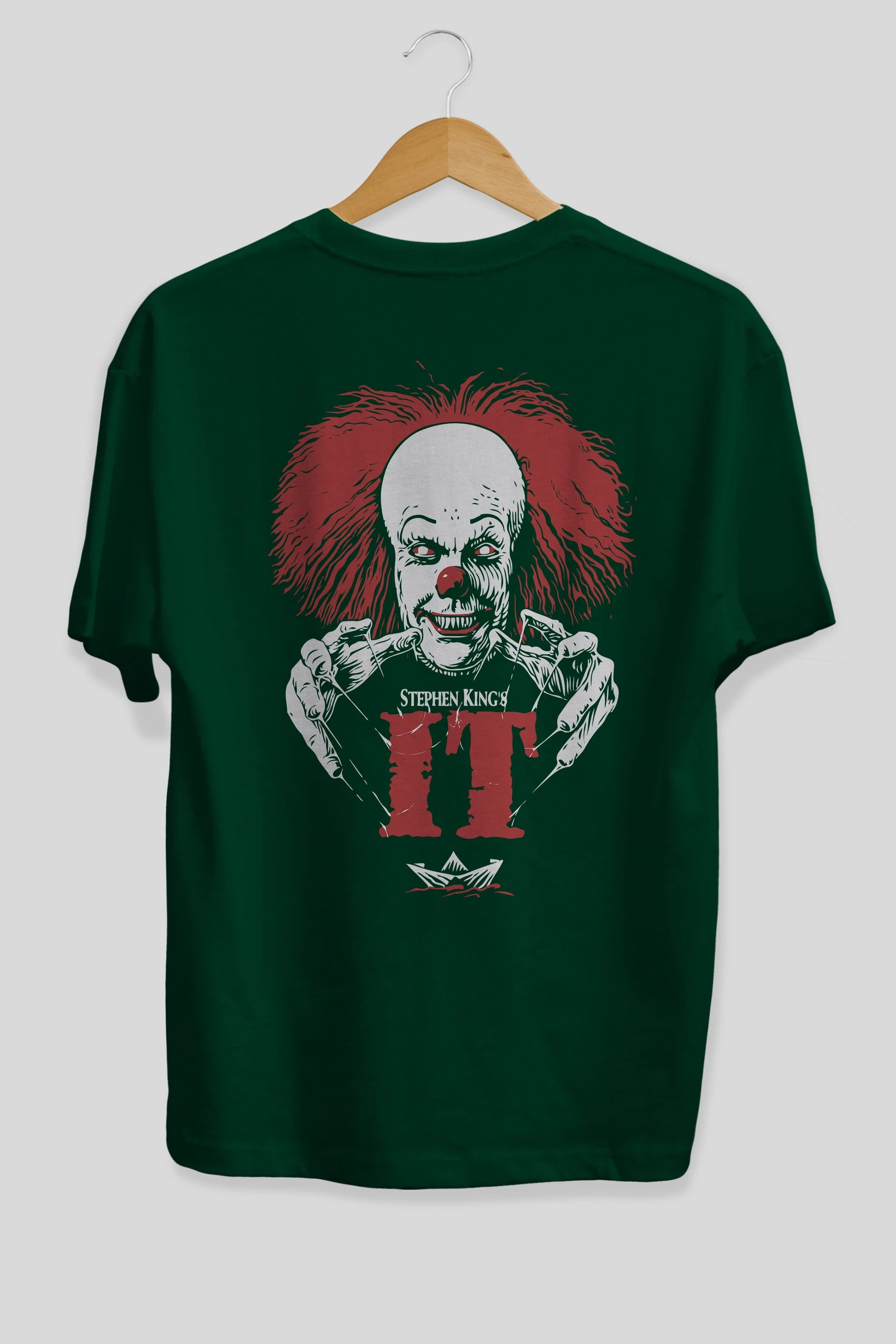 it Arka Baskılı Oversize t-shirt Erkek Kadın Unisex %100 Pamuk Bisiklet Yaka tişort
