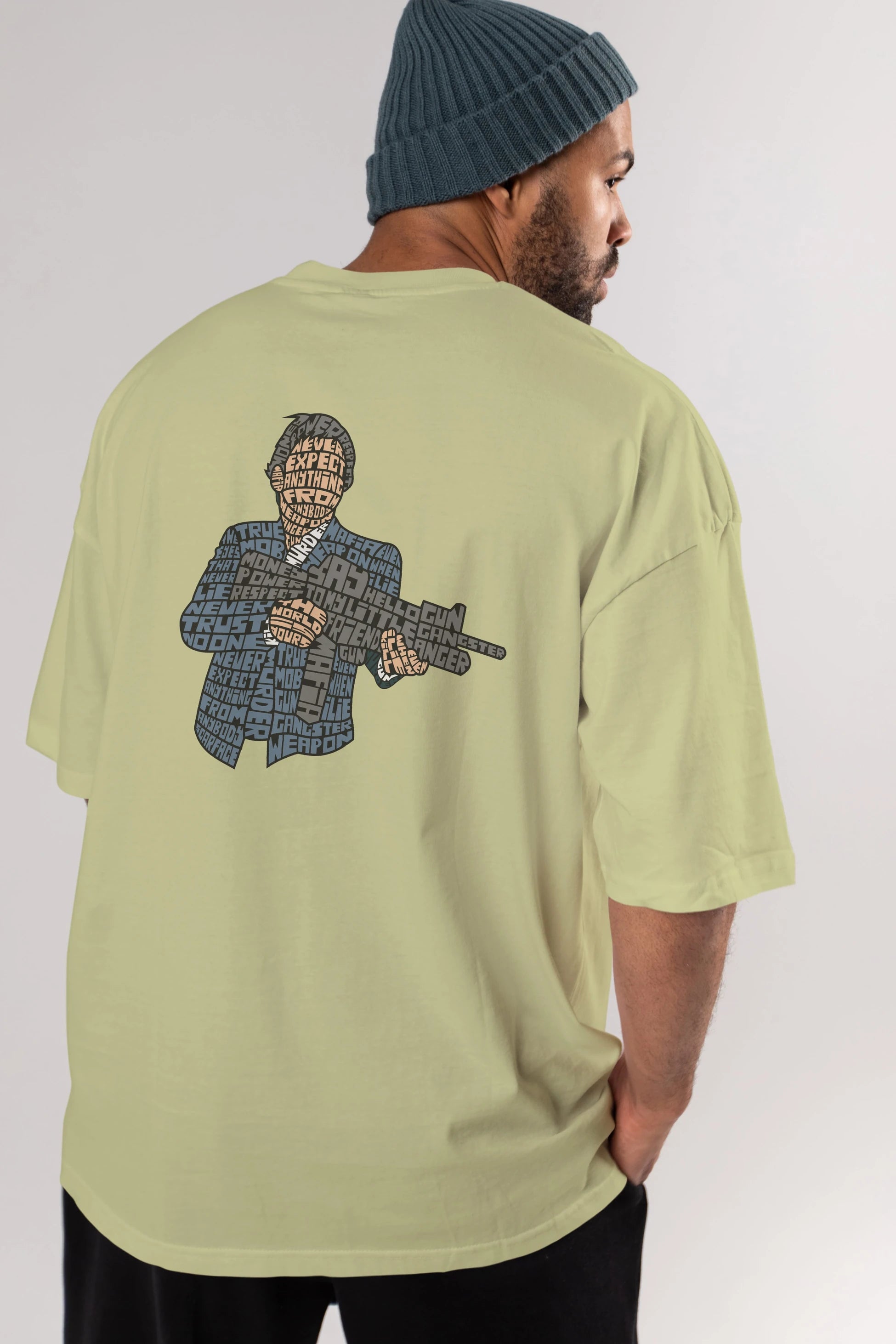 Mafia Arka Baskılı Oversize t-shirt %100 pamuk Erkek Kadın Unisex