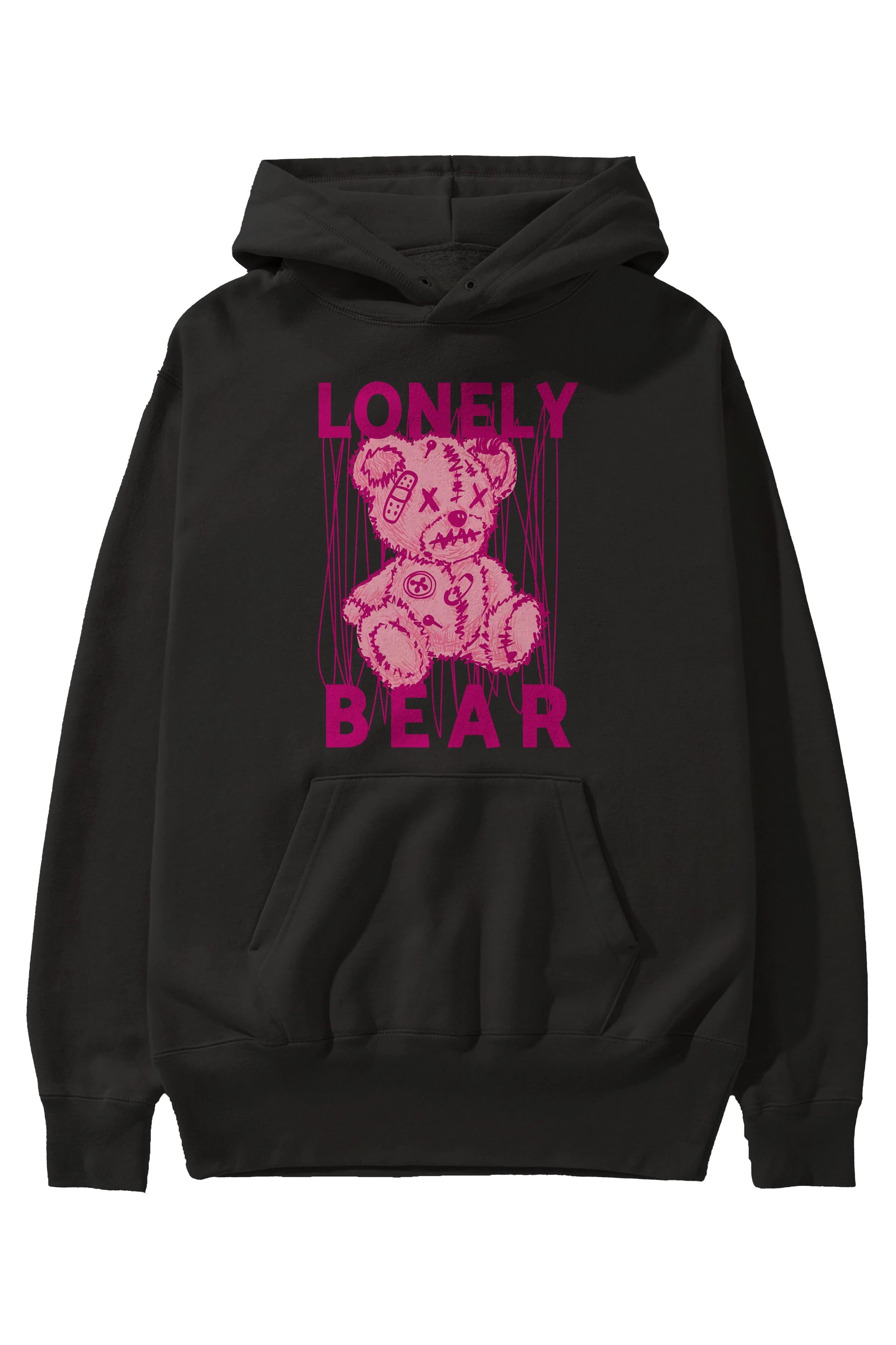 Lonely Bear Ön Baskılı Hoodie Oversize Kapüşonlu Sweatshirt Erkek Kadın Unisex