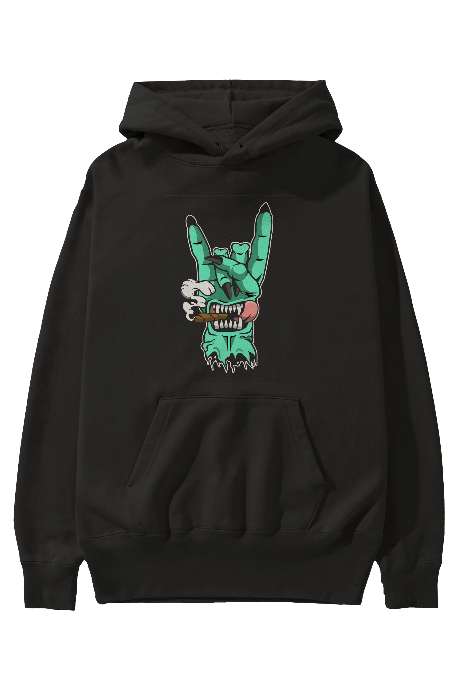 Metal Sign Ön Baskılı Hoodie Oversize Kapüşonlu Sweatshirt Erkek Kadın Unisex