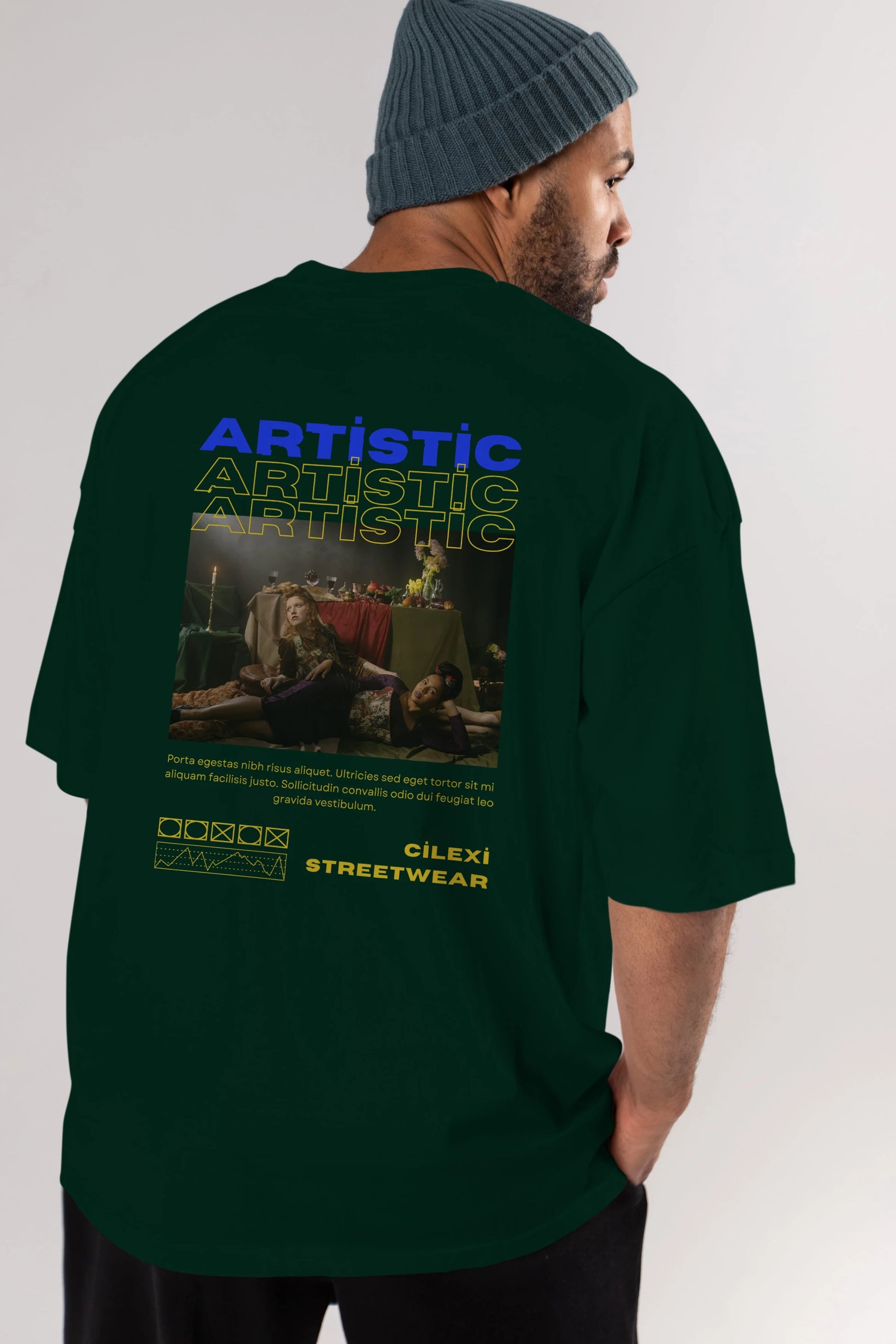 Artistic Yazılı Streetwear Arka Baskılı Oversize t-shirt Erkek Kadın Unisex