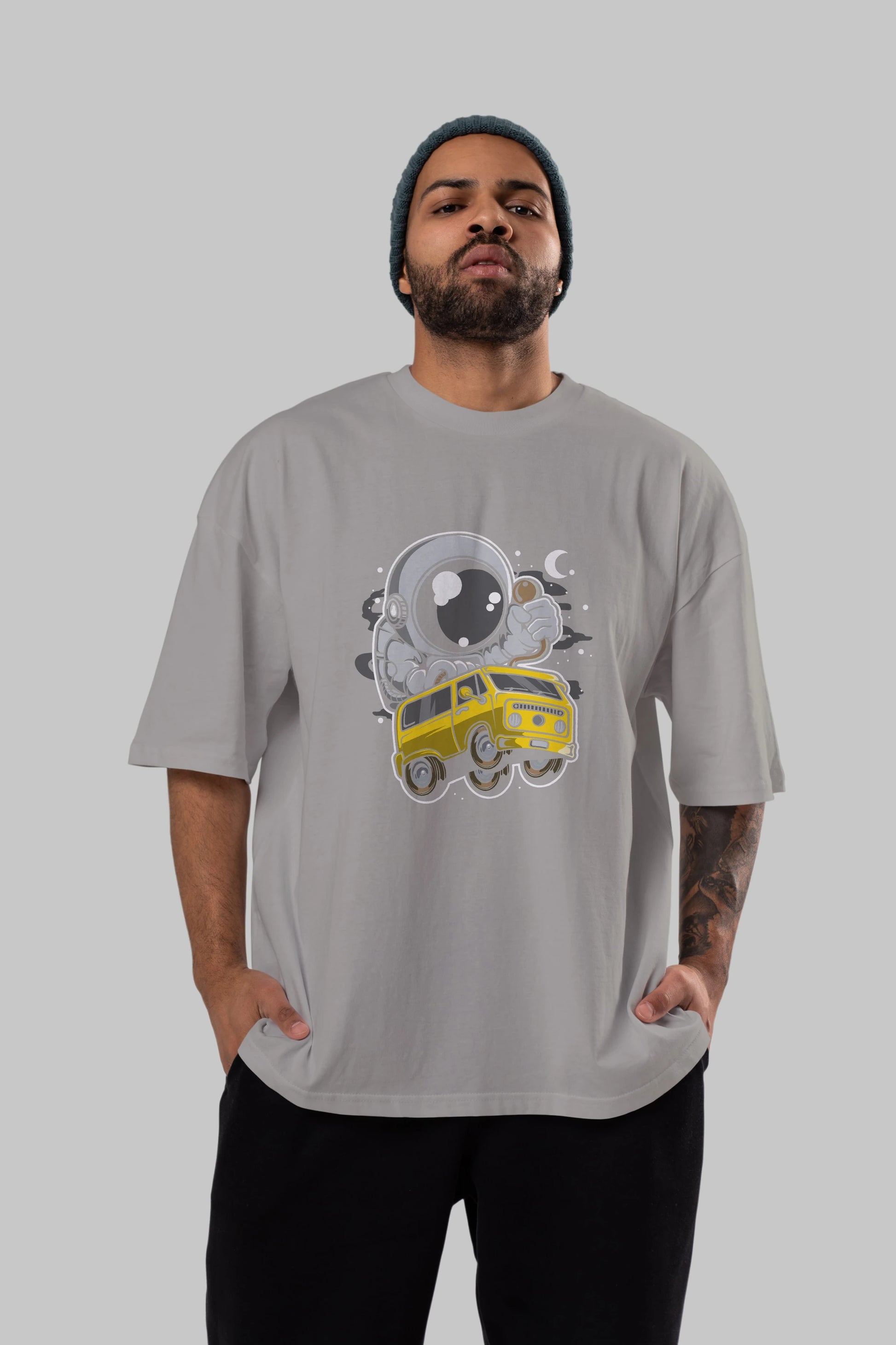 Astronaut Car Racer Ön Baskılı Oversize t-shirt Erkek Kadın Unisex