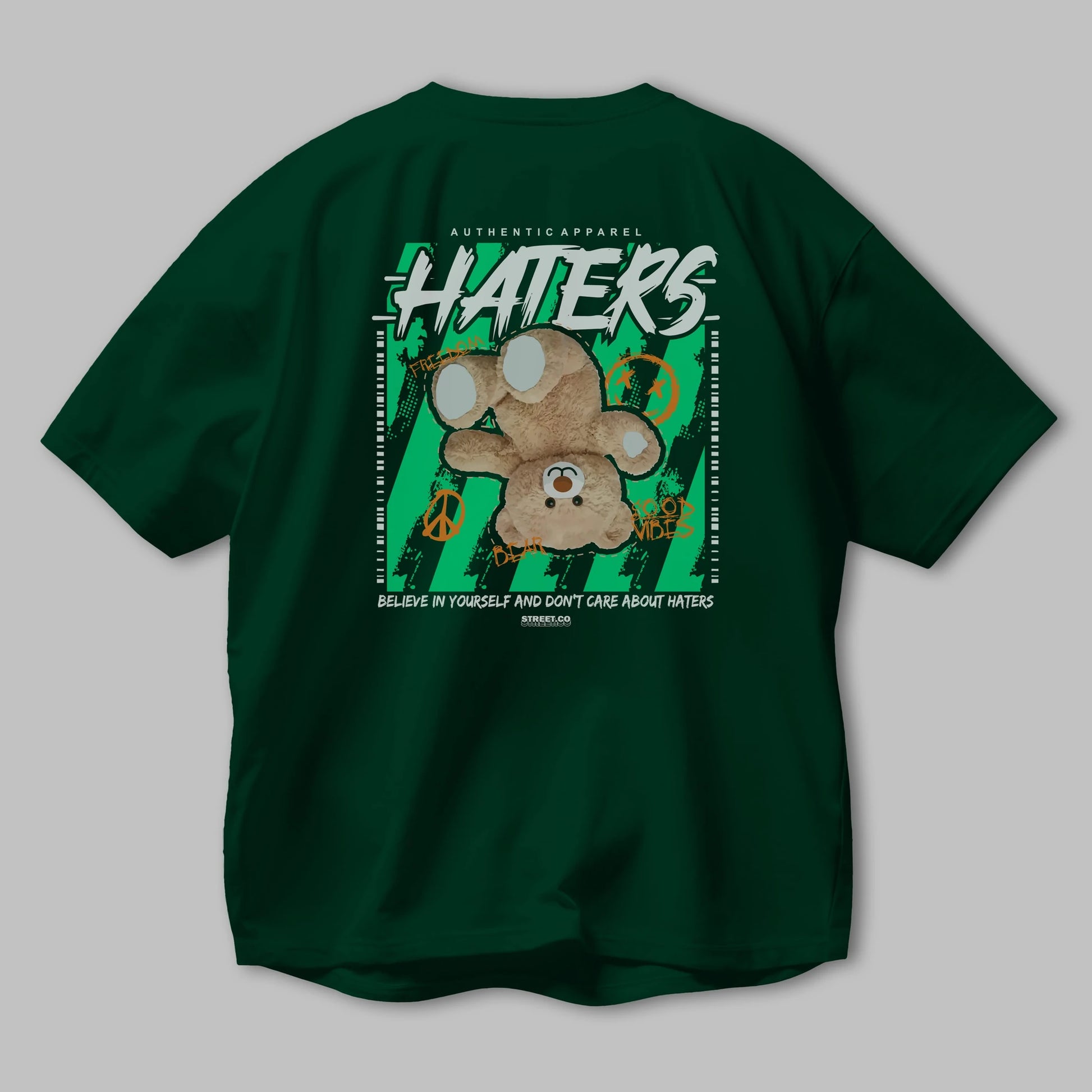 Haters Bear Arka Baskılı Oversize t-shirt Erkek Kadın Unisex