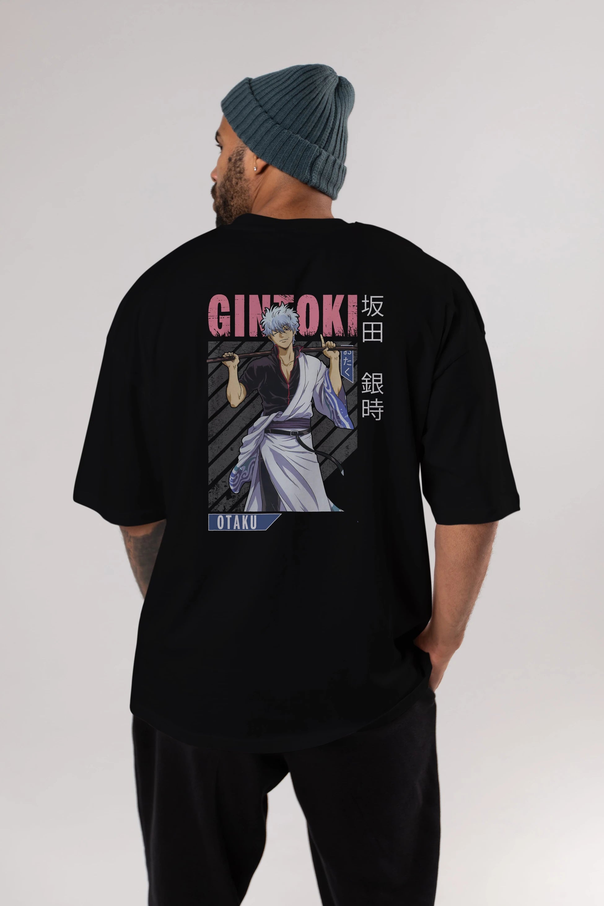 Gintoki Sakata GINTAMA 3 Anime Arka Baskılı Oversize t-shirt Erkek Kadın Unisex