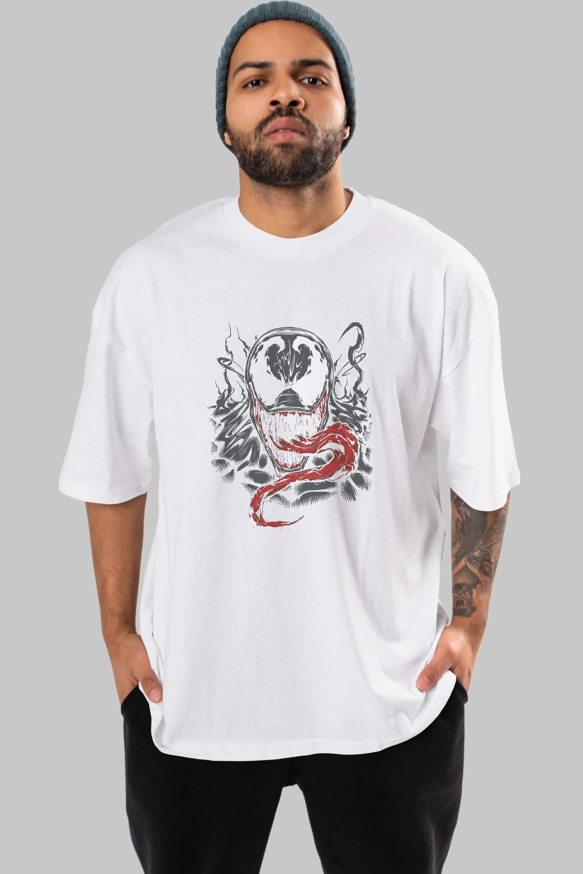 Venom (18) Ön Baskılı Oversize t-shirt Erkek Kadın Unisex %100 Pamuk Bisiklet Yaka tişort