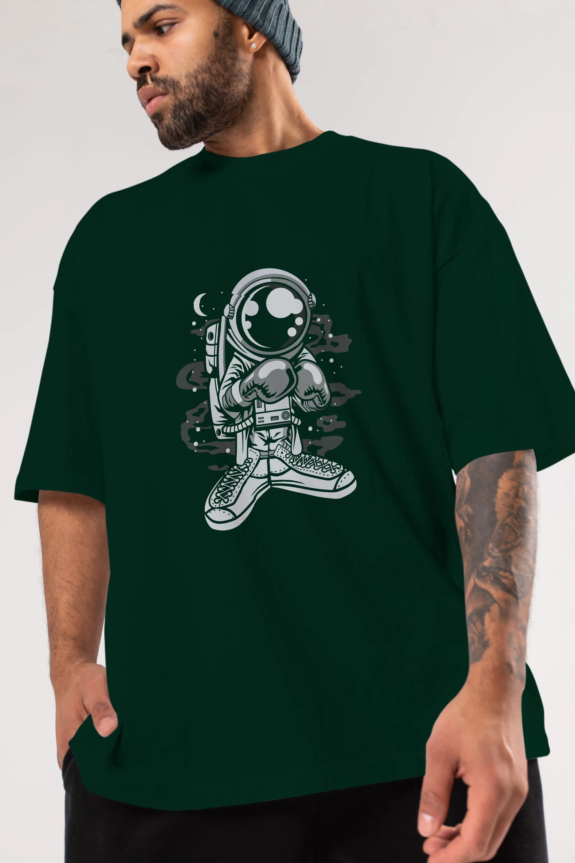Astronaut Boxer Ön Baskılı Oversize t-shirt Erkek Kadın Unisex