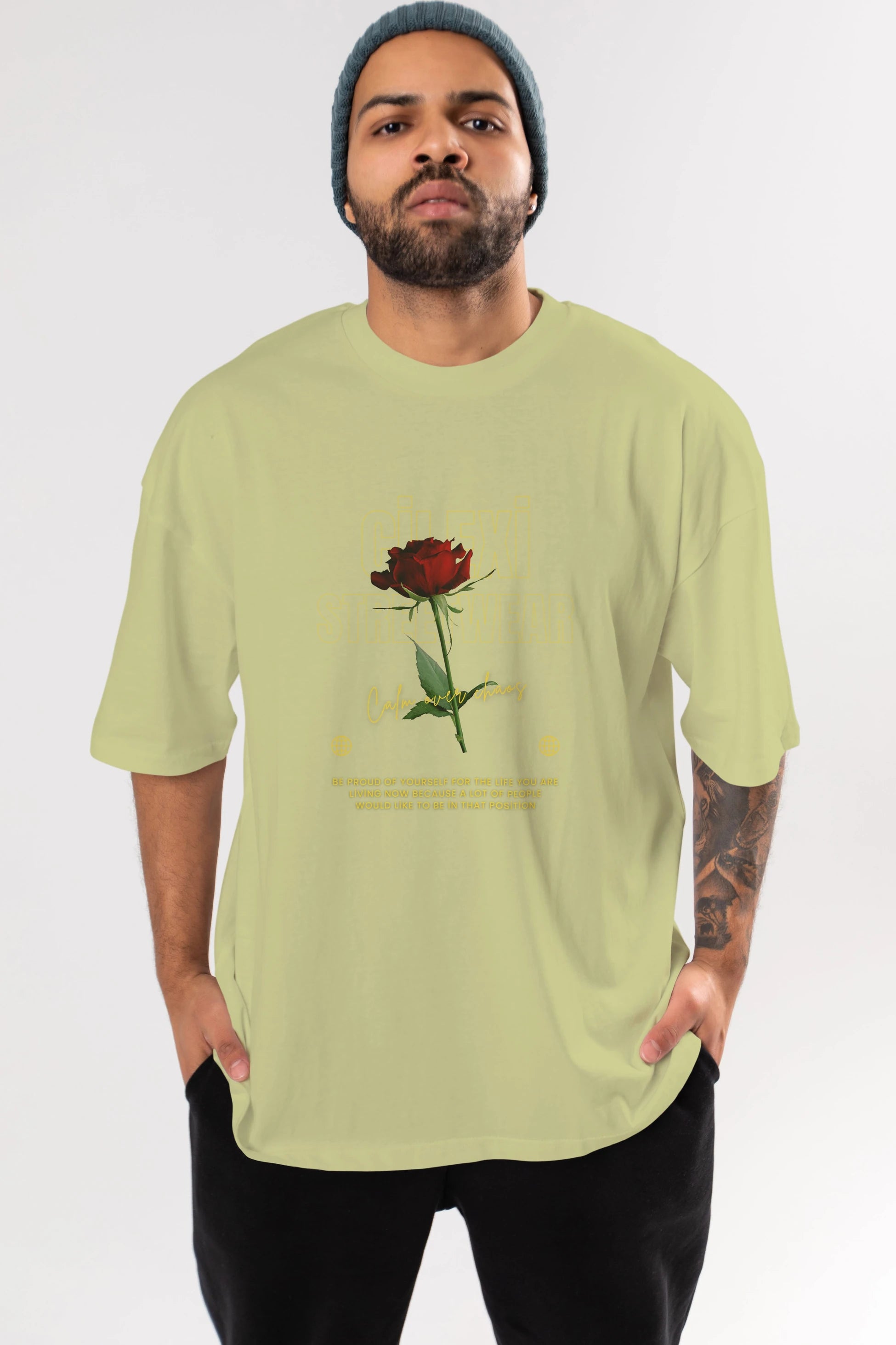Rose Cilexi Streetwear Ön Baskılı Oversize t-shirt Erkek Kadın Unisex