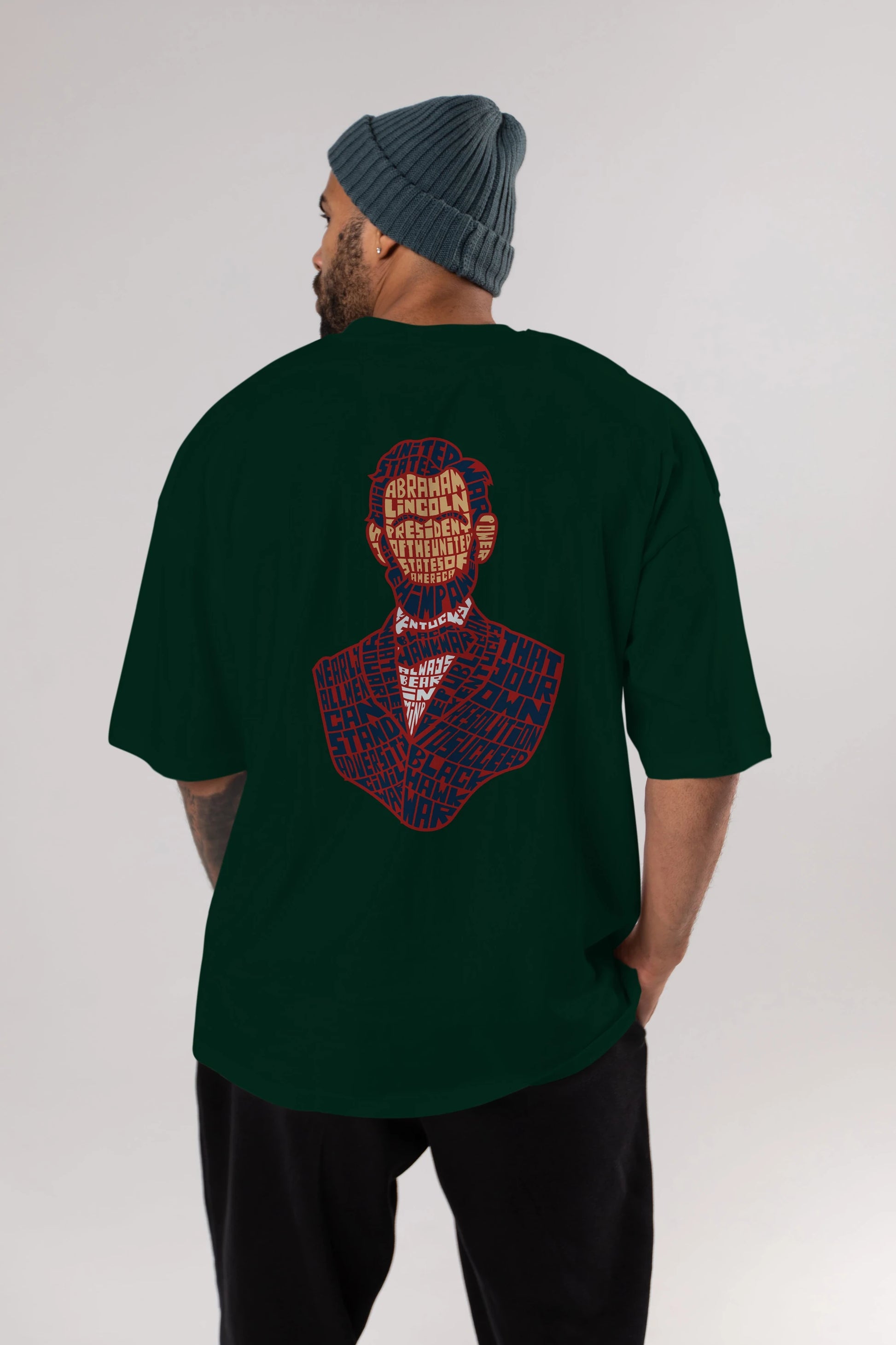 Abraham Lincoln Arka Baskılı Oversize t-shirt %100 pamuk Erkek Kadın Unisex