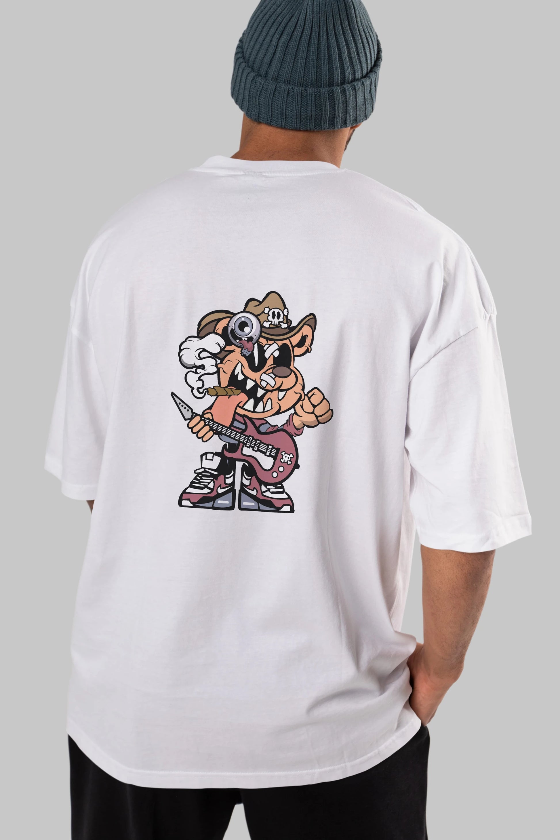 Freddy Bear Arka Baskılı Oversize t-shirt Erkek Kadın Unisex %100 Pamuk tişort