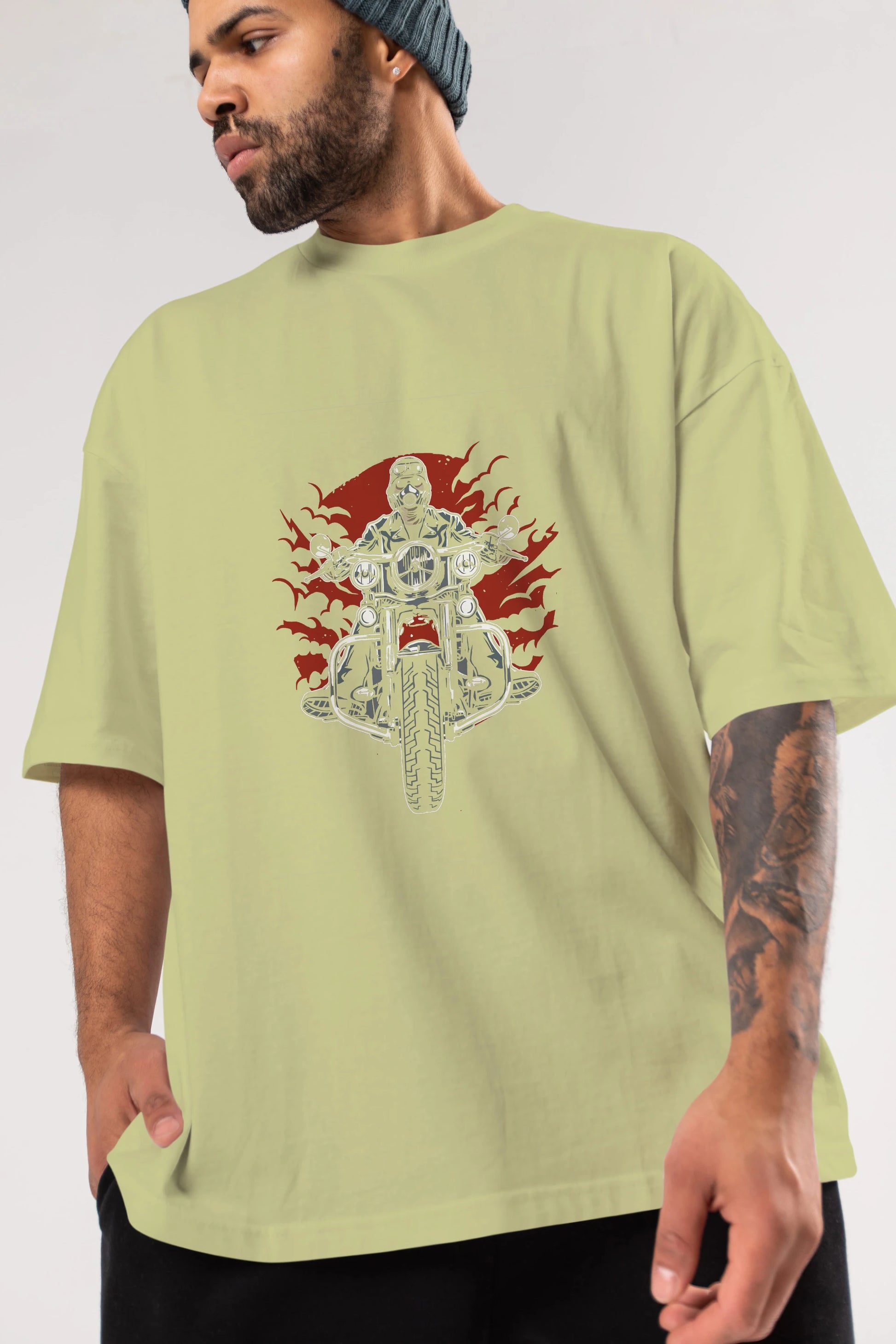 Wild Biker Ön Baskılı Oversize t-shirt Erkek Kadın Unisex %100 Pamuk tişort