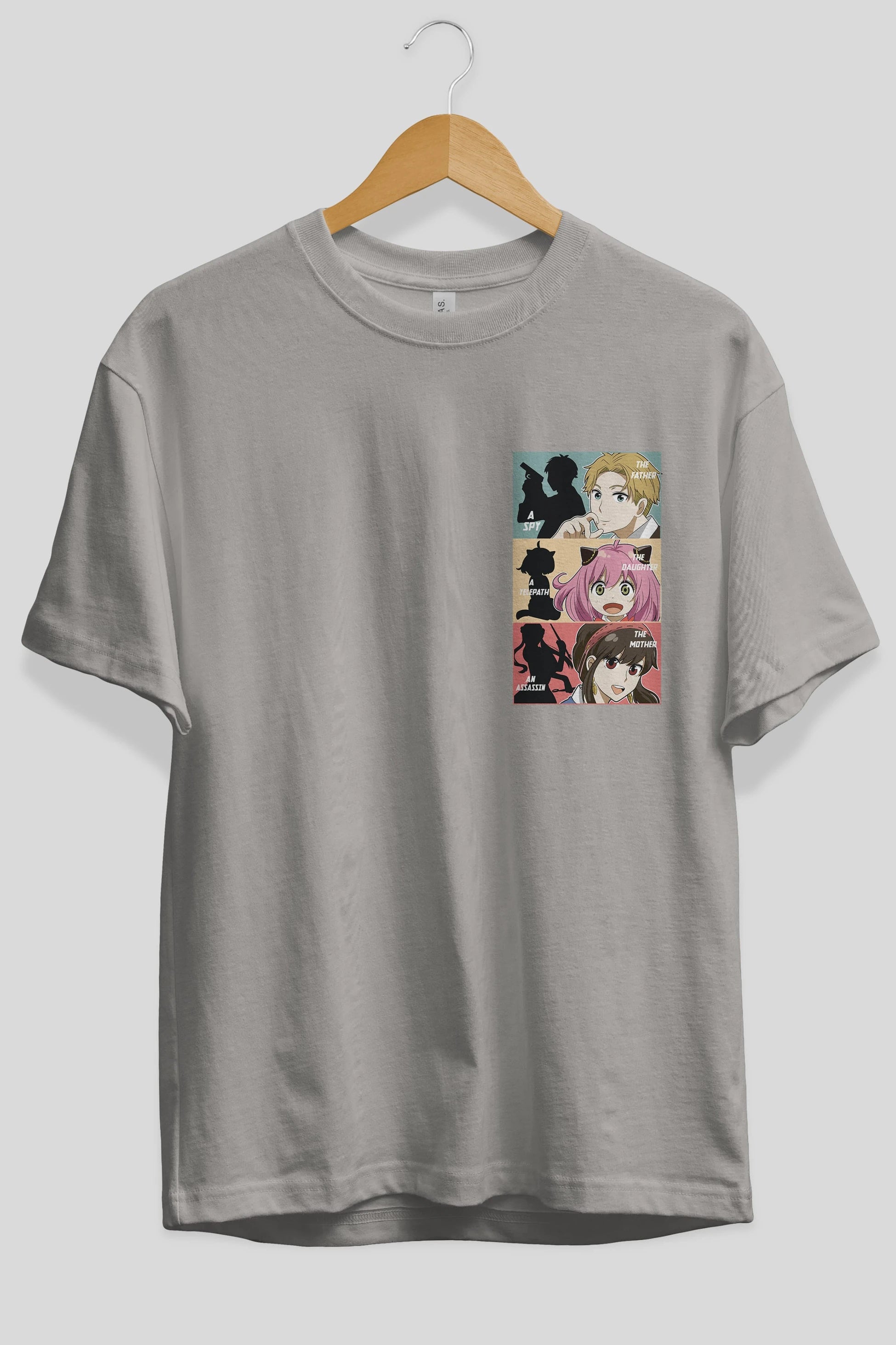SPY X FAMILY Ön Sol Baskılı Oversize t-shirt Erkek Kadın Unisex %100 Pamuk Bisiklet Yaka tişort