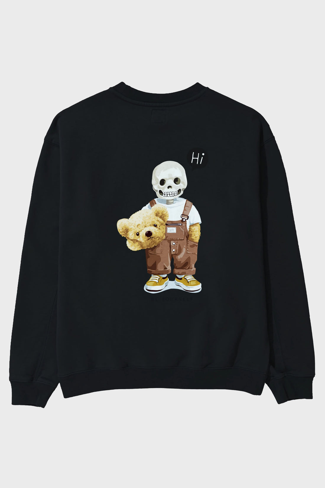 Teddy Bear hi Arka Baskılı Oversize Sweatshirt Erkek Kadın Unisex
