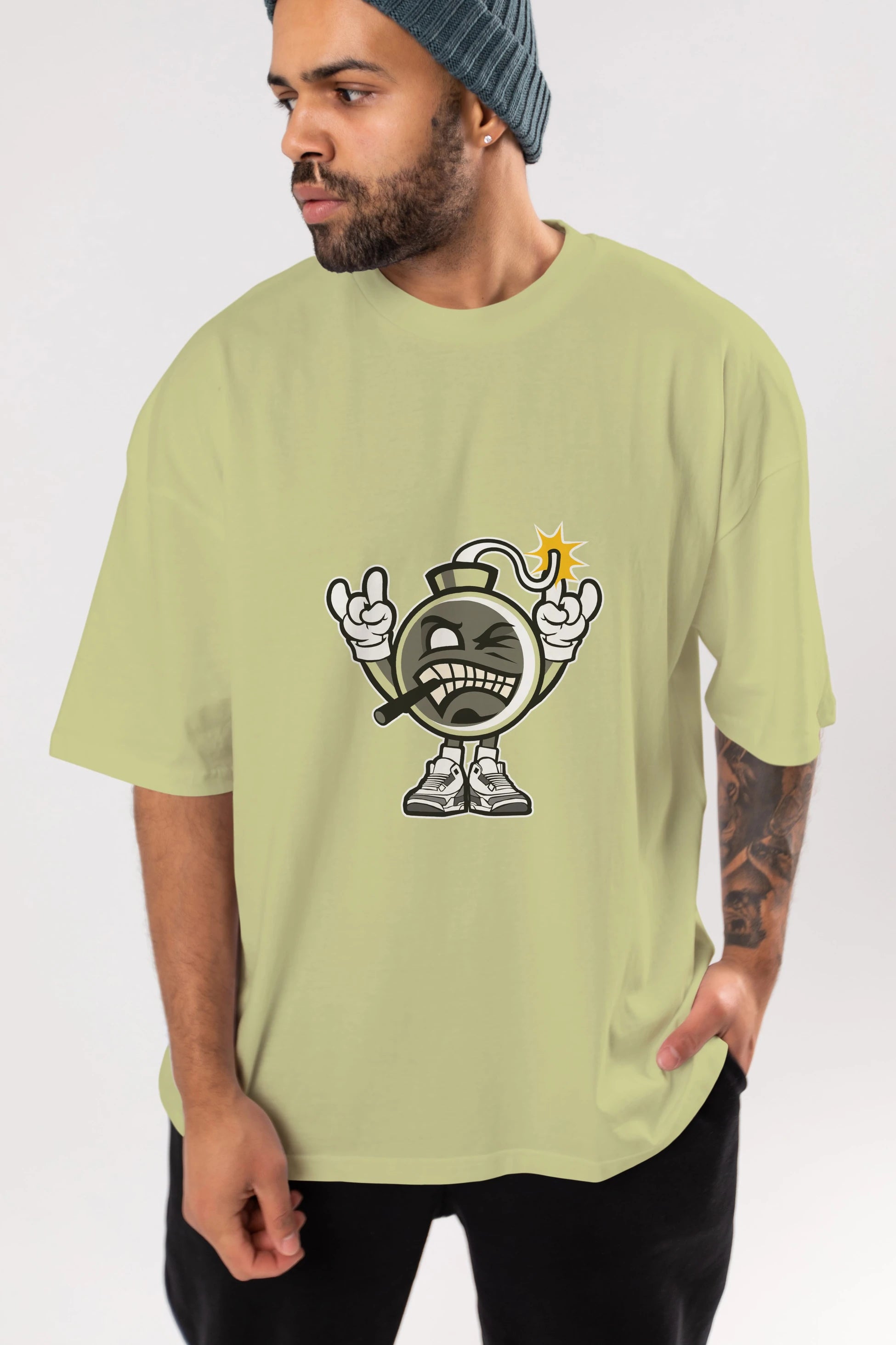 Evil Bomb Ön Baskılı Oversize t-shirt Erkek Kadın Unisex %100 Pamuk tişort