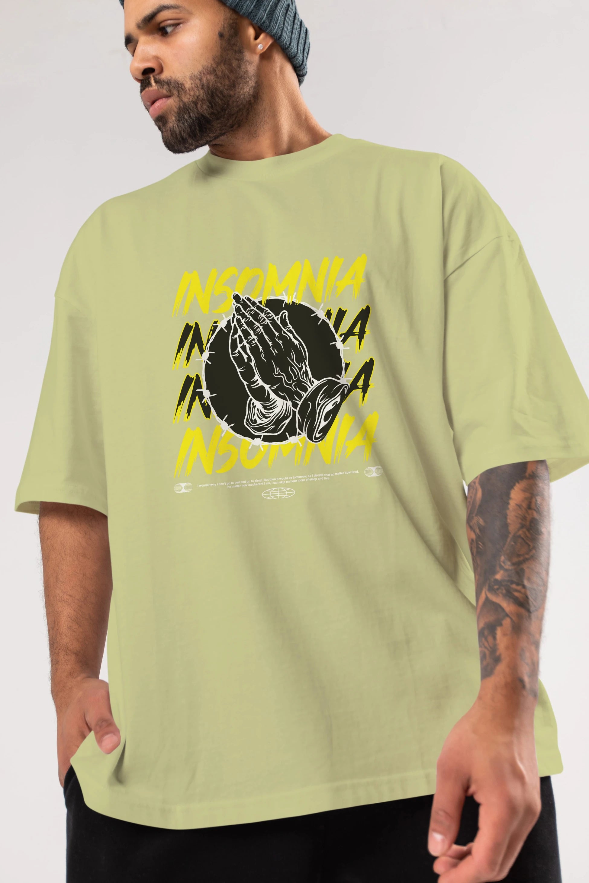 Insomnia Streetwear Ön Baskılı Oversize t-shirt Erkek Kadın Unisex