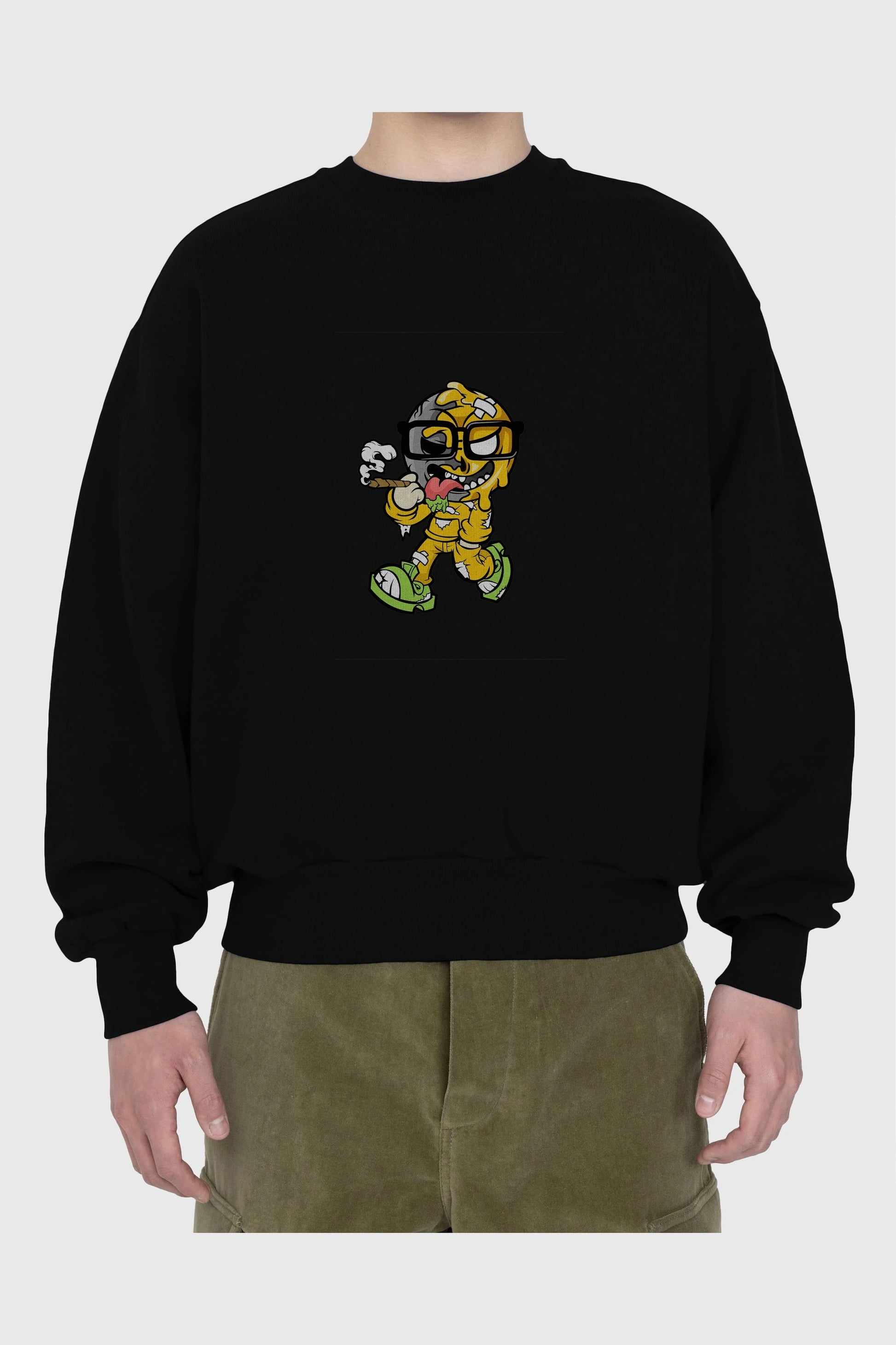 Eyeball Smoker Ön Baskılı Oversize Sweatshirt Erkek Kadın Unisex