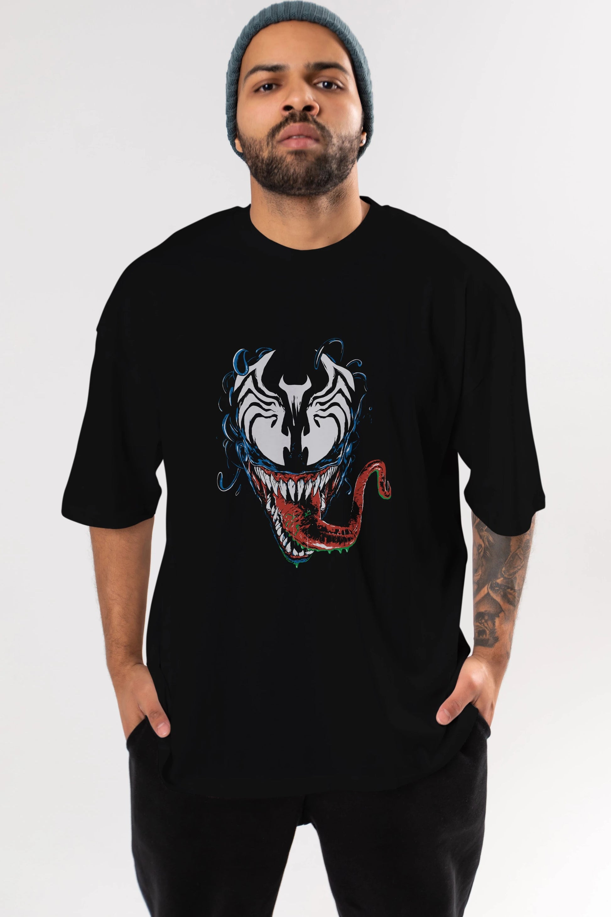 Venom (2) Ön Baskılı Oversize t-shirt Erkek Kadın Unisex %100 Pamuk Bisiklet Yaka tişort