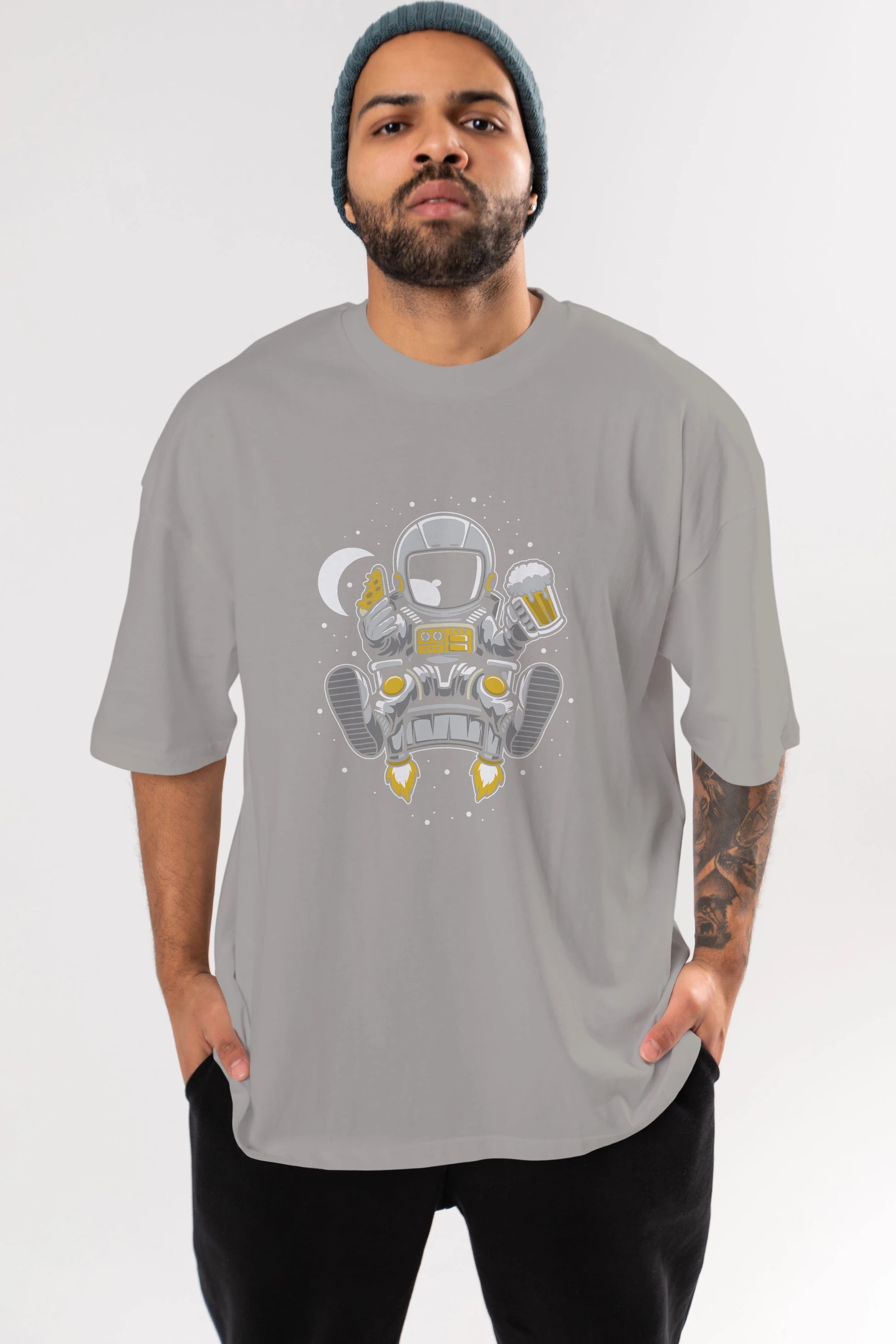 Astronaut Relax (2) Ön Baskılı Oversize t-shirt Erkek Kadın Unisex