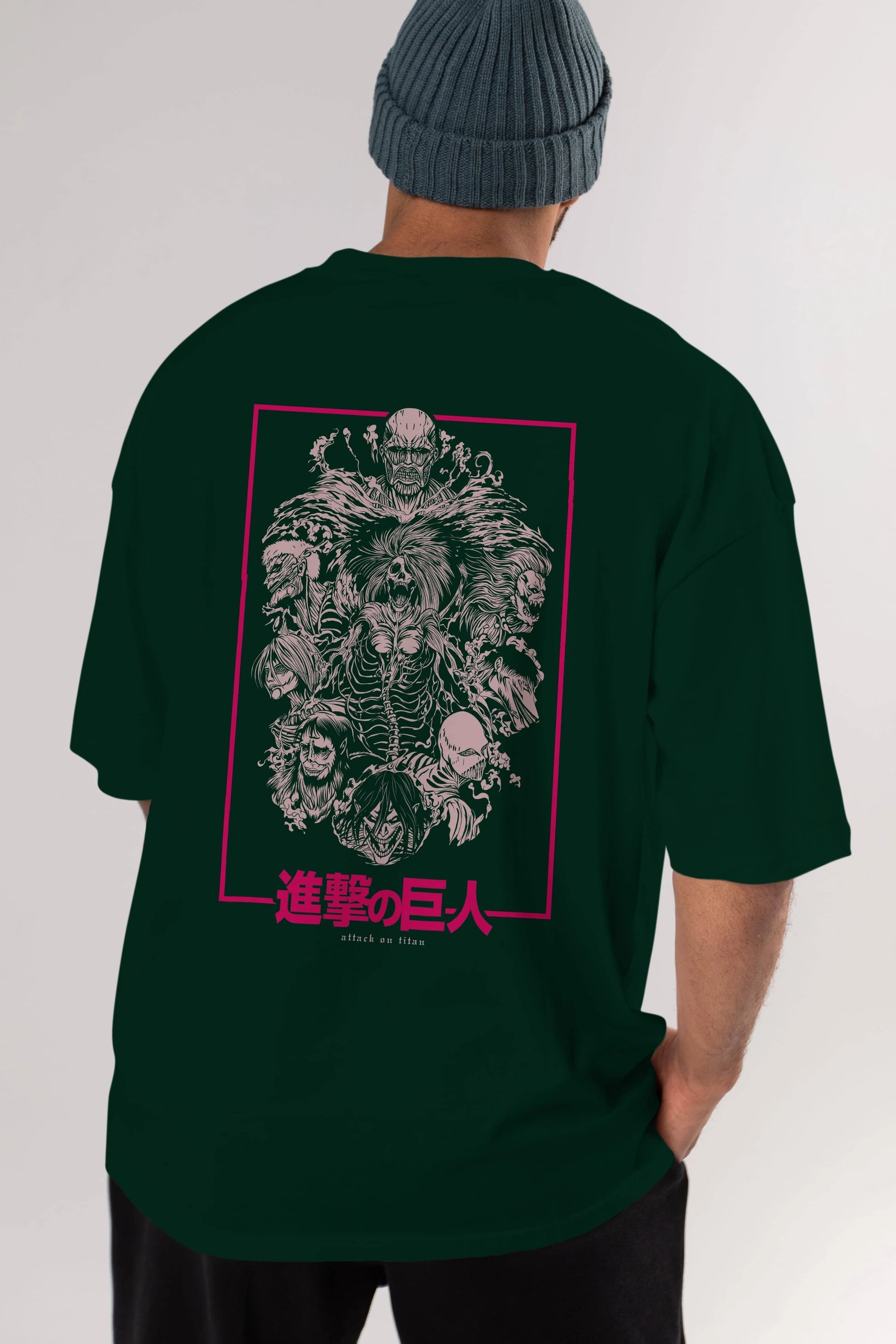ATTACK ON TITANS Anime Arka Baskılı Oversize t-shirt Erkek Kadın Unisex