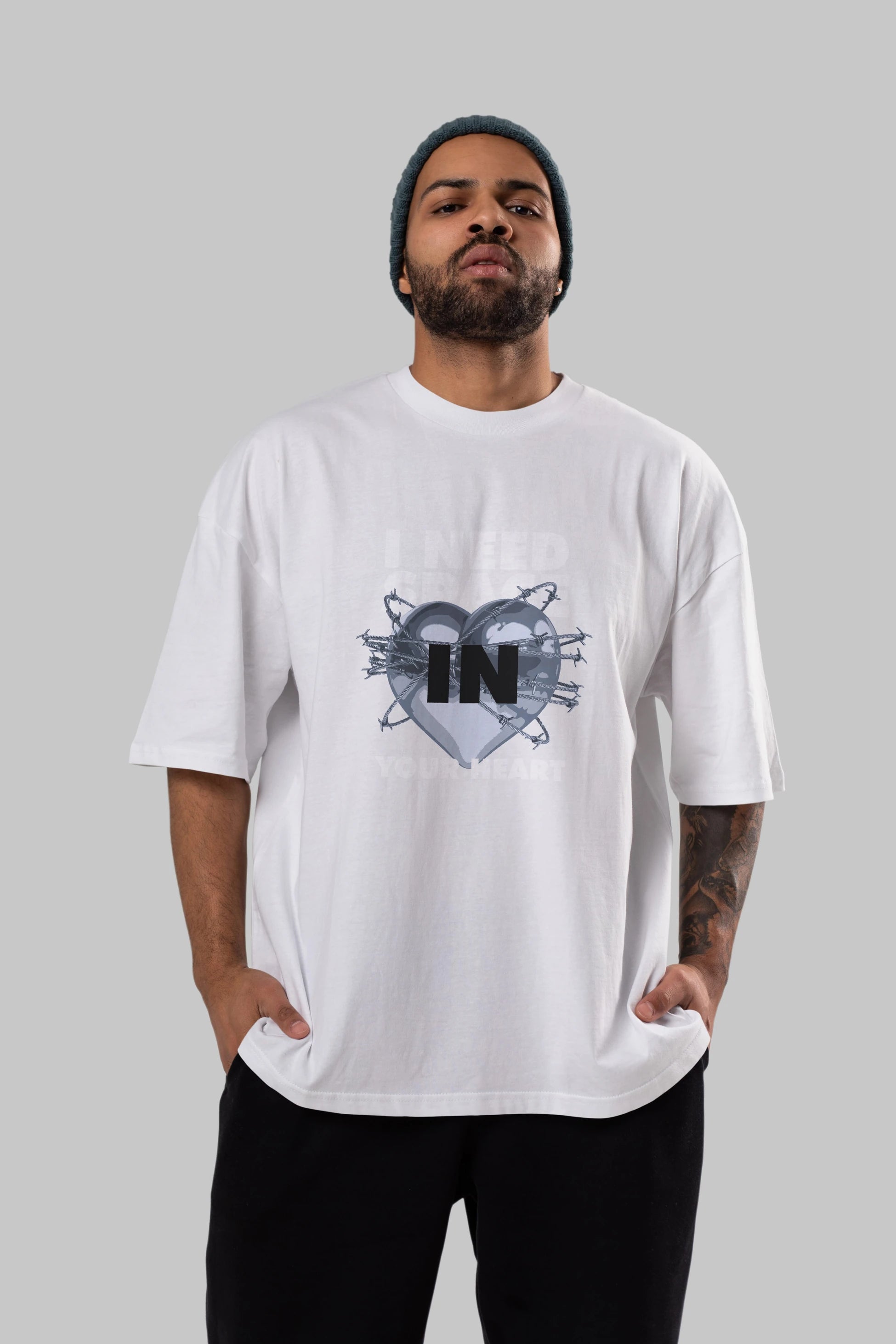 I Need Space Your Heart Ön Baskılı Oversize t-shirt Erkek Kadın Unisex