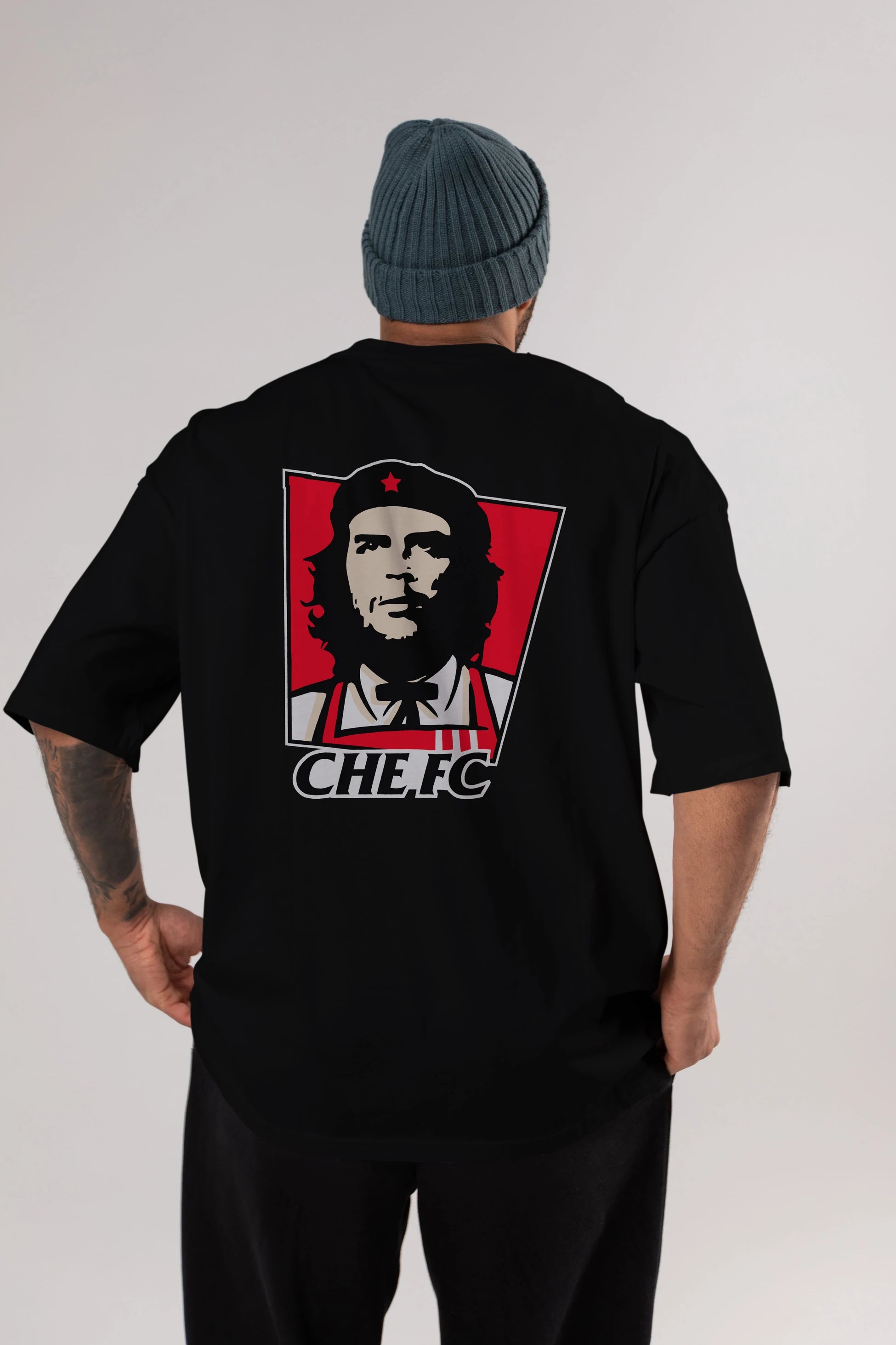 Che FC Arka Baskılı Oversize t-shirt Erkek Kadın Unisex %100 Pamuk Bisiklet Yaka tişort