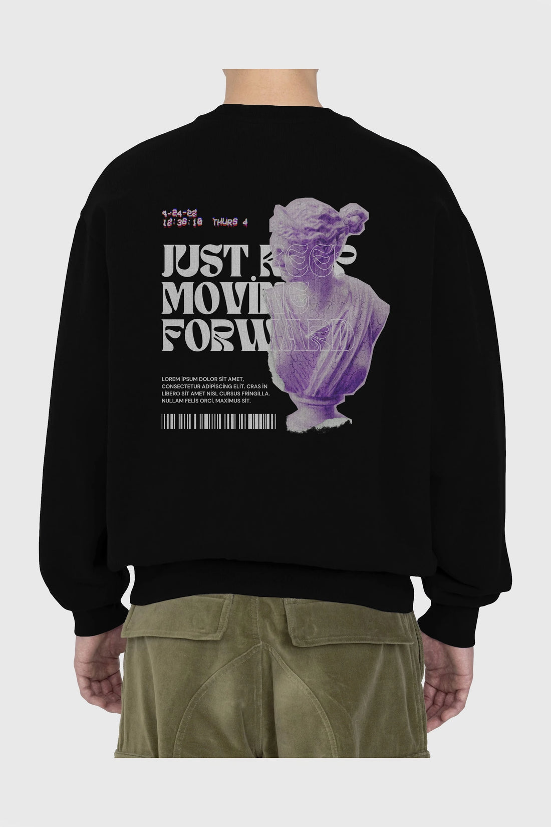 Just Keep Moving Forward Yazılı Arka Baskılı Oversize Sweatshirt Erkek Kadın Unisex