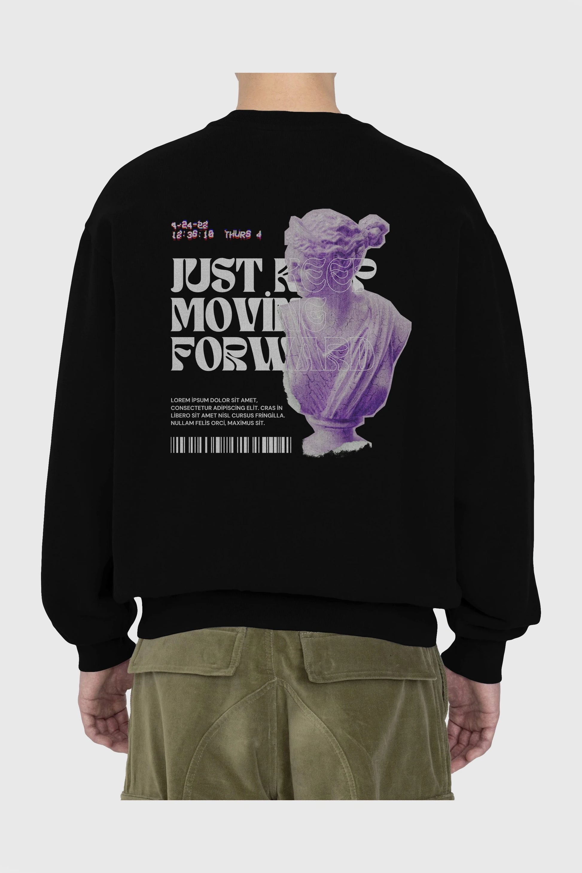 Just Keep Moving Forward Yazılı Arka Baskılı Oversize Sweatshirt Erkek Kadın Unisex