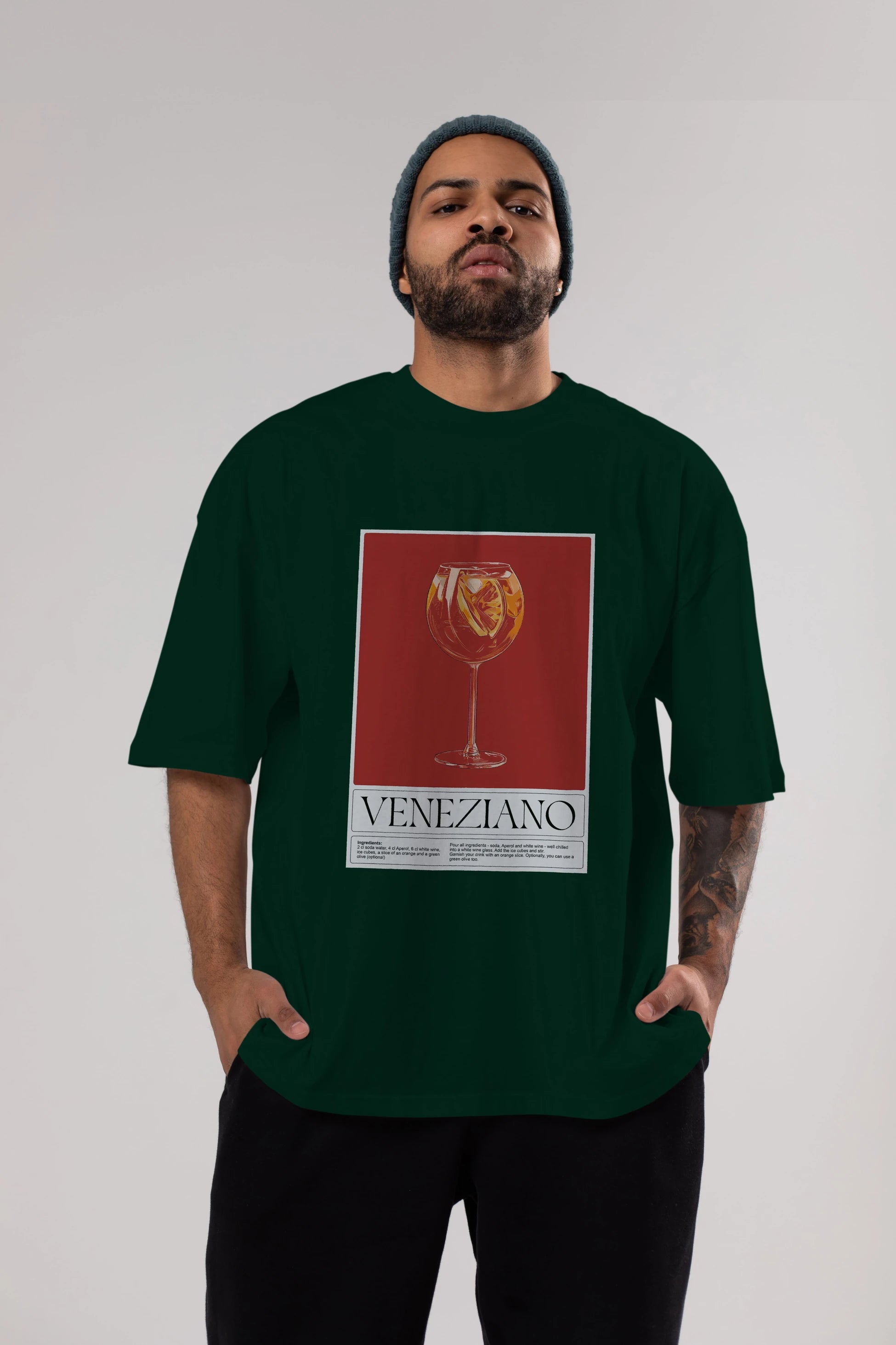 Veneziano Ön Baskılı Oversize t-shirt Erkek Kadın Unisex %100 Pamuk Bisiklet Yaka tişort