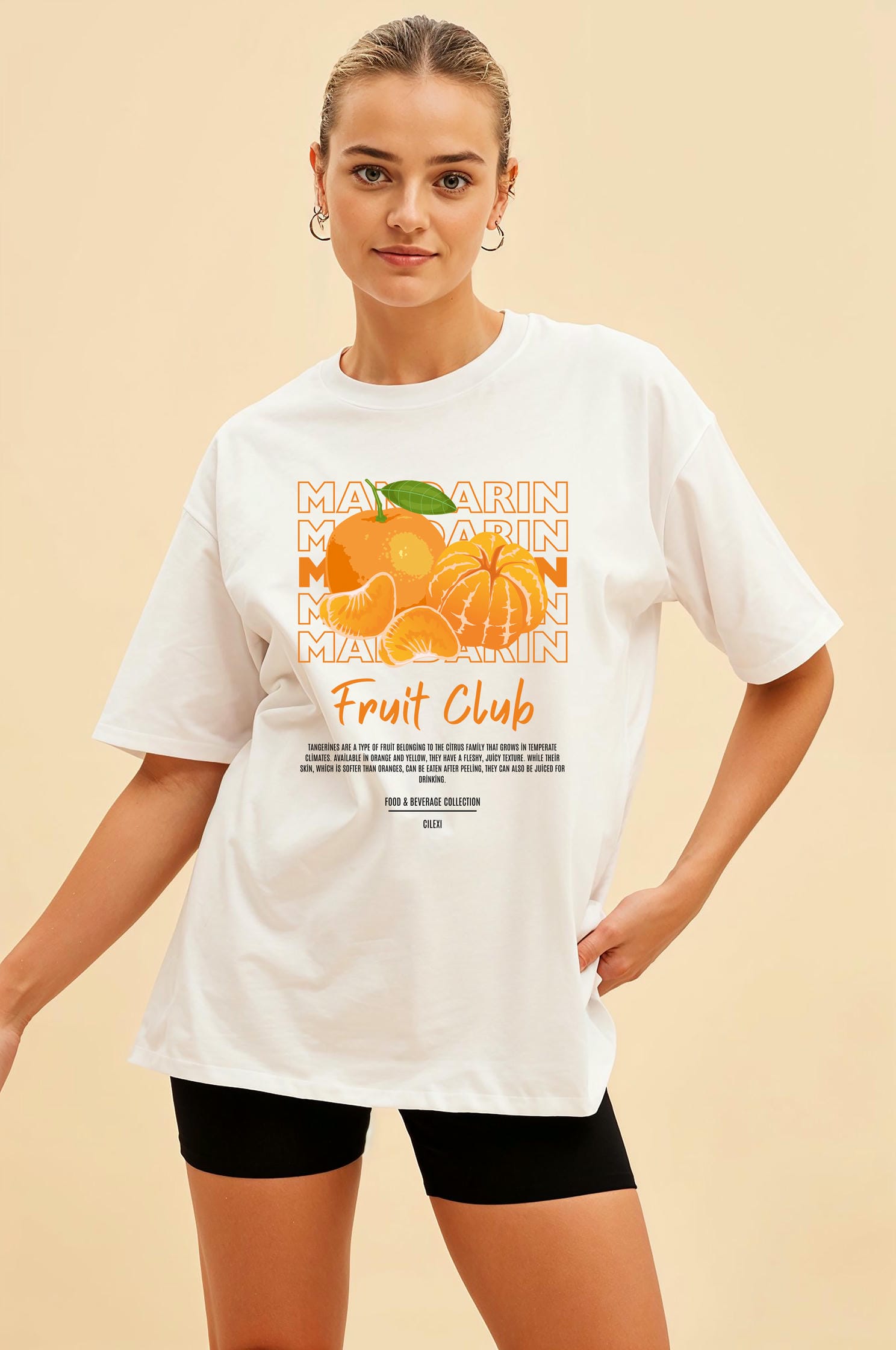 Mandarin Ön Baskılı Oversize t-shirt Erkek Kadın Pamuk Bisiklet Yaka tişort