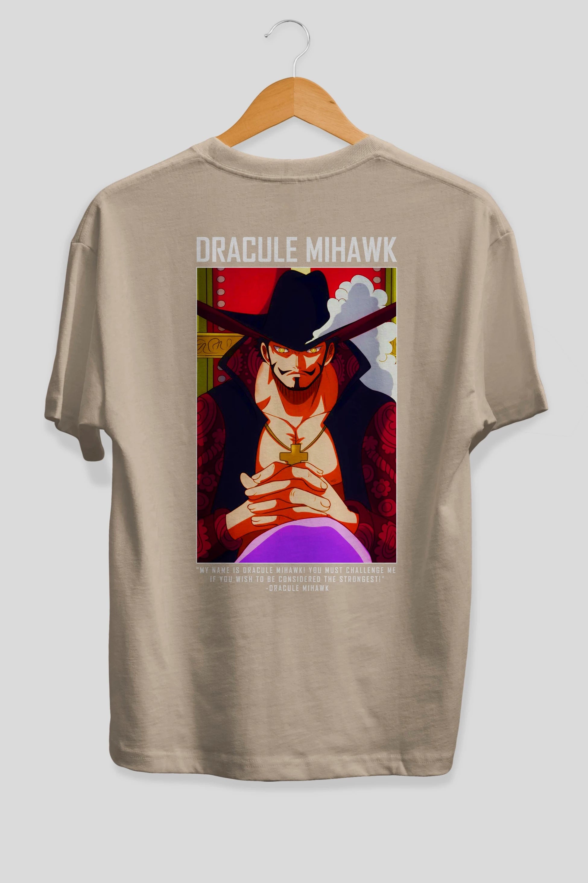 Dracule Mihawk Anime Arka Baskılı Oversize t-shirt Erkek Kadın Unisex %100 pamuk tişort