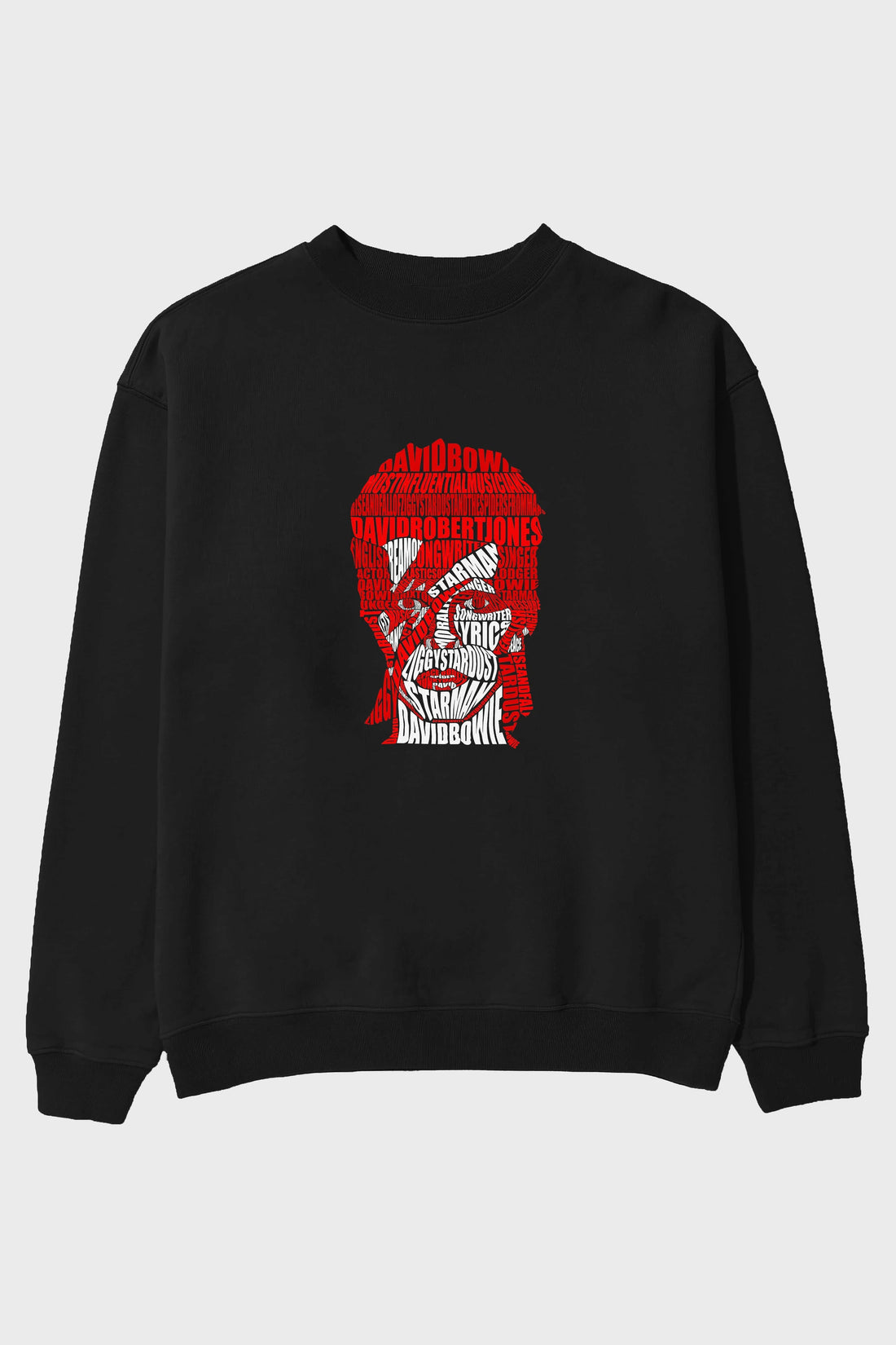 David Bowie Calligram Ön Baskılı Oversize Sweatshirt Erkek Kadın Unisex